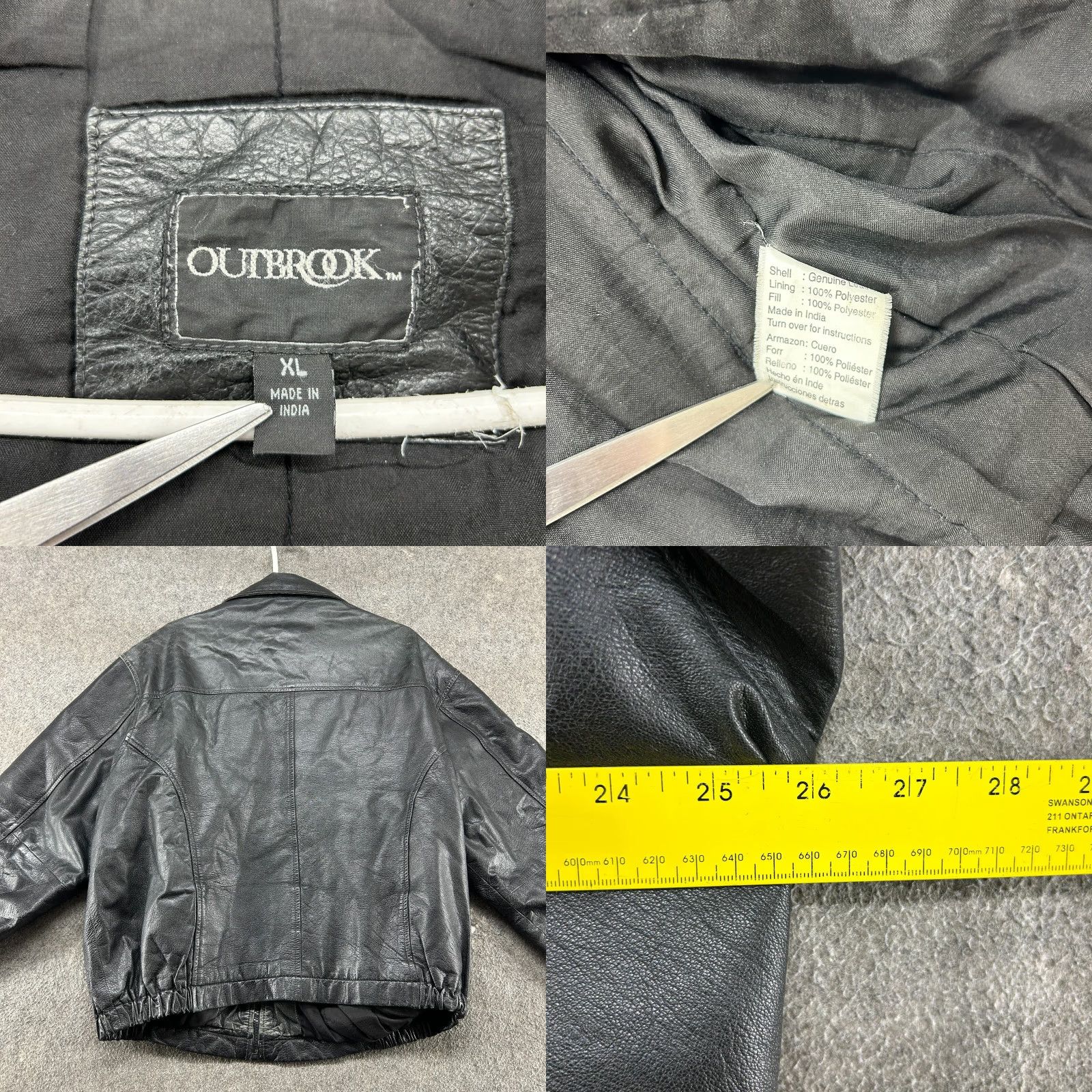 Vintage VINTAGE OutBrook Jacket Mens XL Black Bomber Leather Real Patina 90s Streetwear Zip Size US XL / EU 56 / 4 - 9 Thumbnail