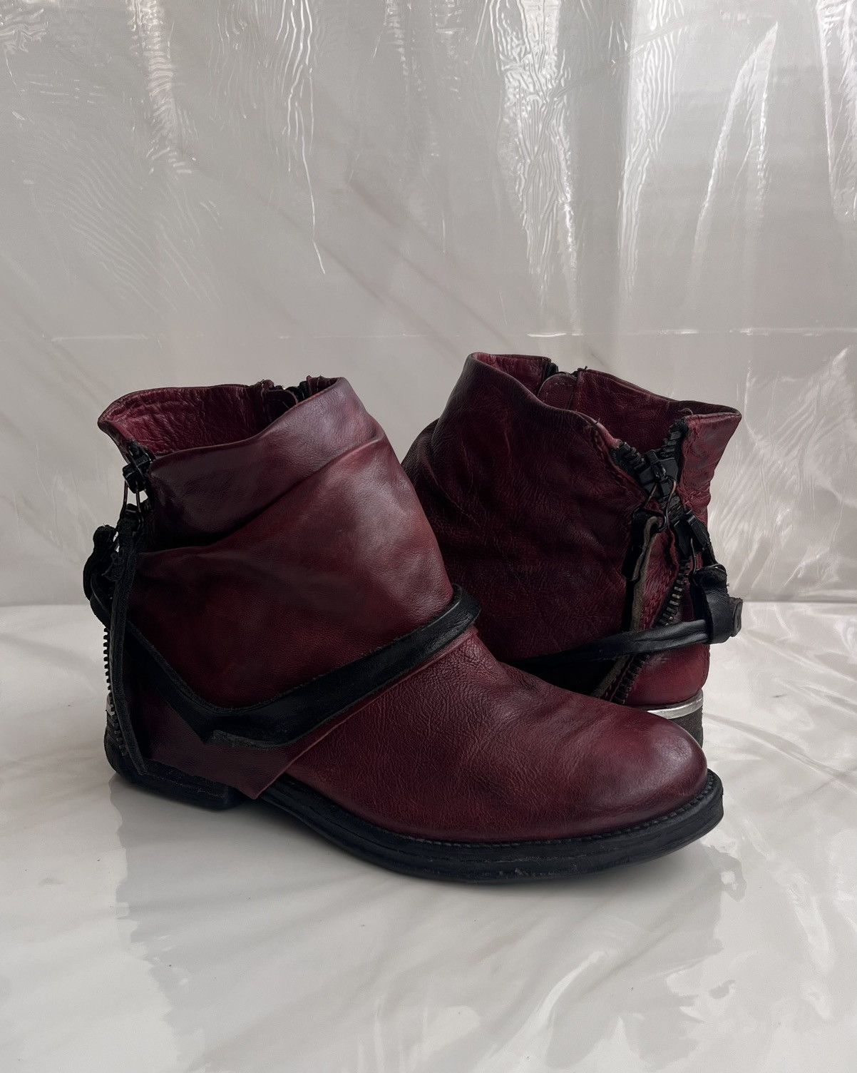 A.S.98 As 98 Airstep Zipper Boho Biker Red distressed boot Size US 8 / IT 38 - 13 Thumbnail