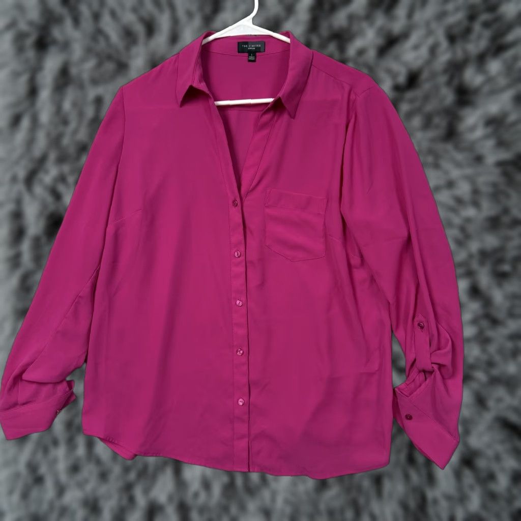 Vintage VINTAGE: No. The Limited Ashton Blouse L Magenta Silky Crepe Office Siren Chic Barbiecore Size L / US 10 / IT 46 - 1 Thumbnail