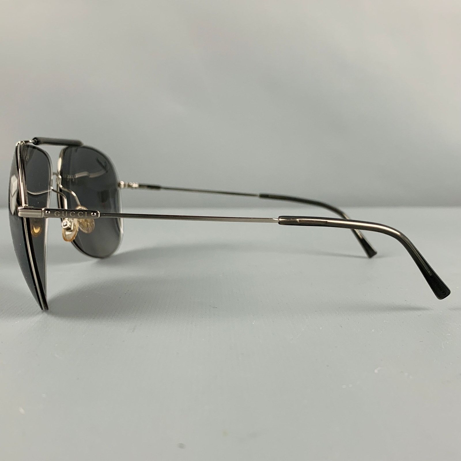 Gucci GUCCI Silver Metal Aviator Sunglasses Size ONE SIZE - 4 Thumbnail