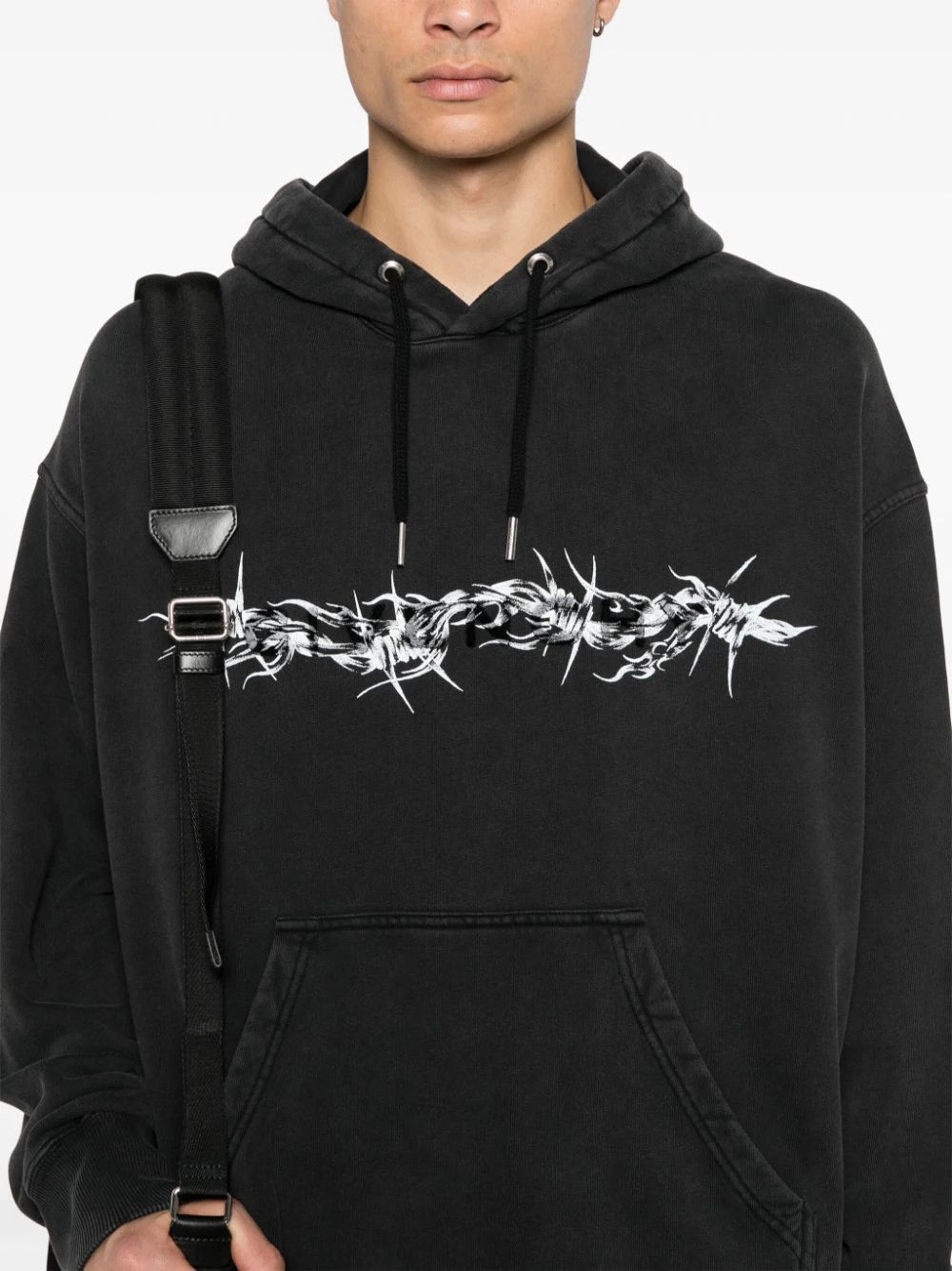 Givenchy o1loc1c0824 Logo Flocked Hoodie in Dark Grey Size US XL / EU 56 / 4 - 5 Thumbnail