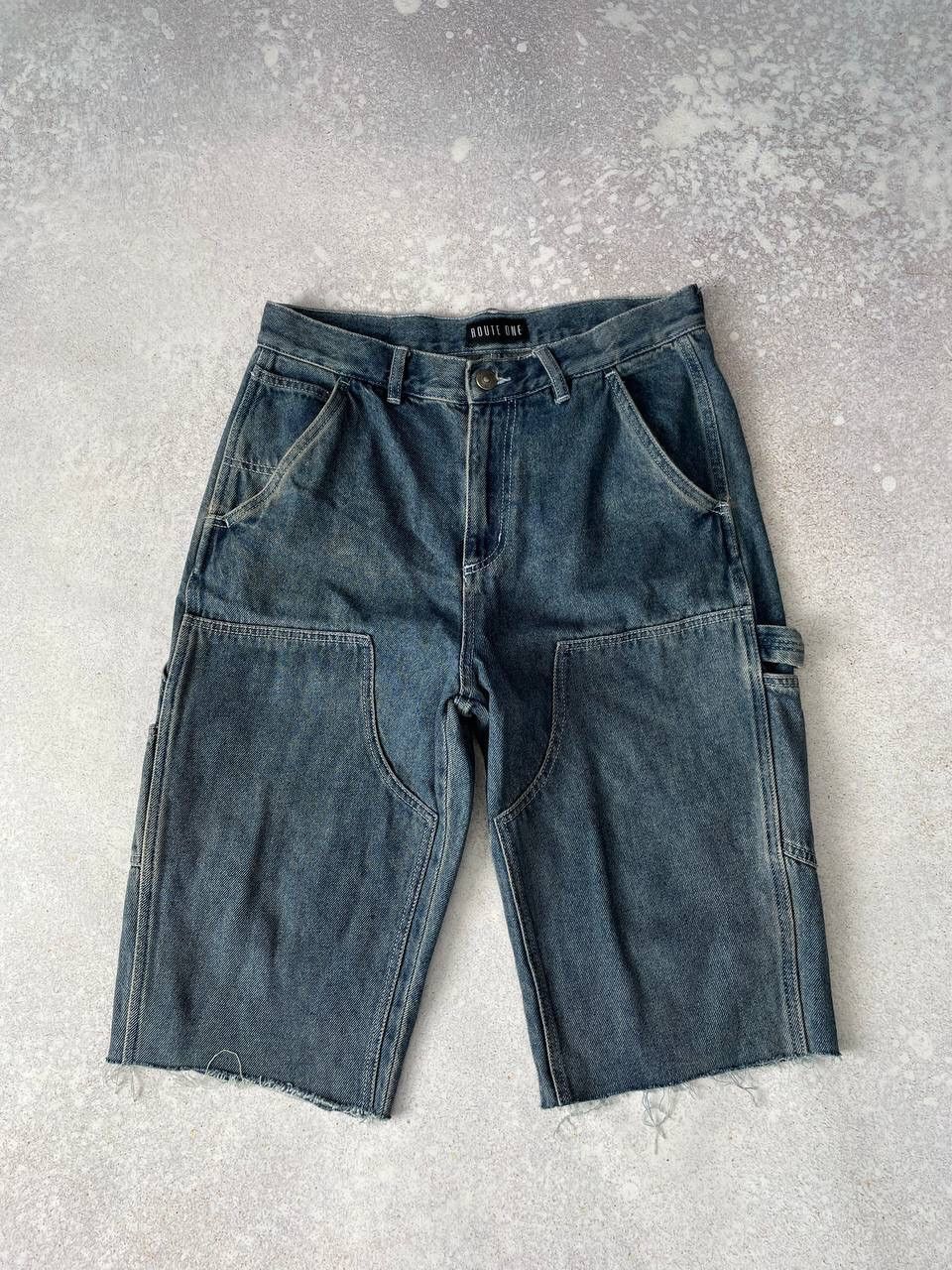 Other Vintage Route One Denim Cargo Carpenter Baggy Rap Shorts Y2K Size US 32 / EU 48 - 6 Thumbnail