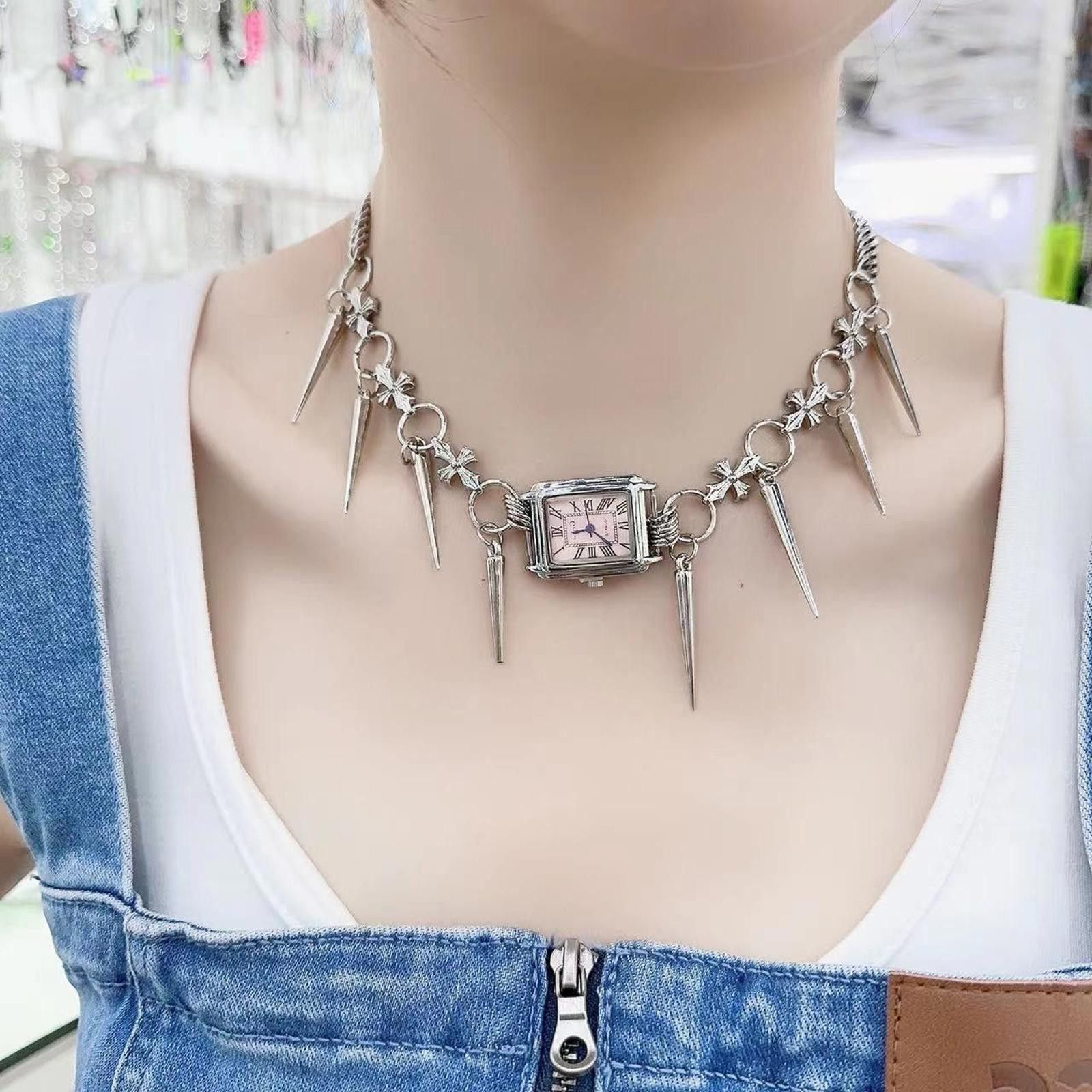 Jewelry Watch Decor Spike Choker Necklace Size ONE SIZE - 1 Thumbnail