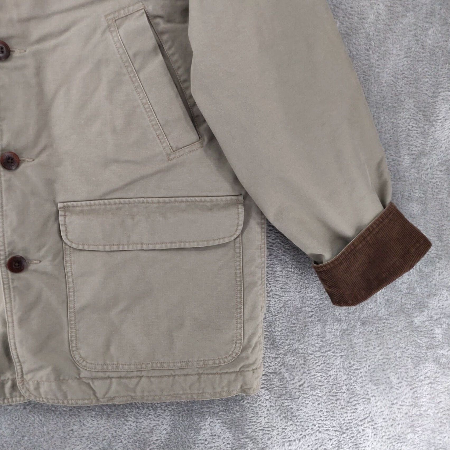 Vintage VINTAGE L.L. Bean Jacket Men Large Beige Quilt Lined Corduroy Trim Barn Chore Coat Jacket Size US L / EU 52-54 / 3 - 6 Thumbnail