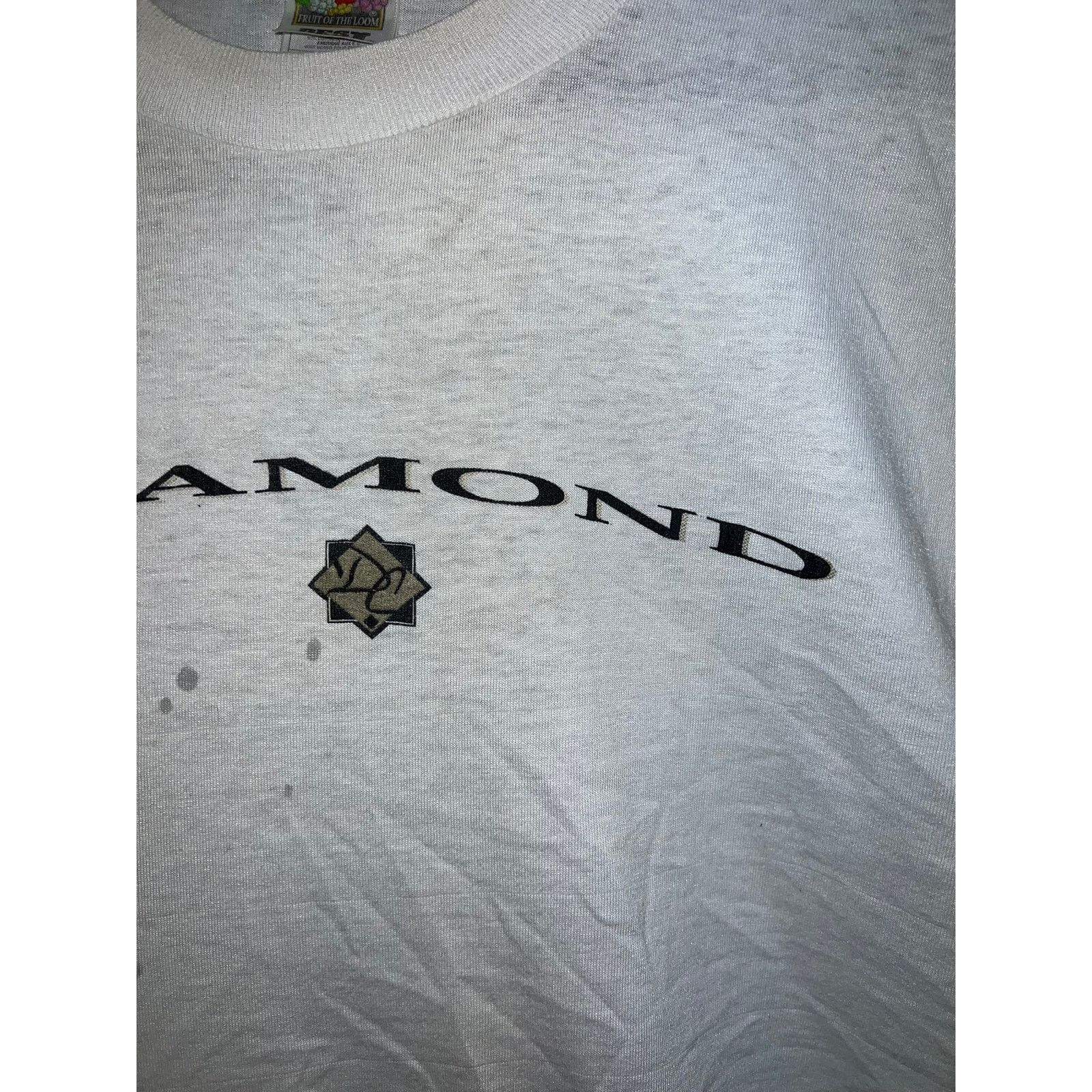 Fruit Of The Loom Vintage Diamond Club Shirt White Stained Worn Thrashed Tee L Size US L / EU 52-54 / 3 - 4 Thumbnail