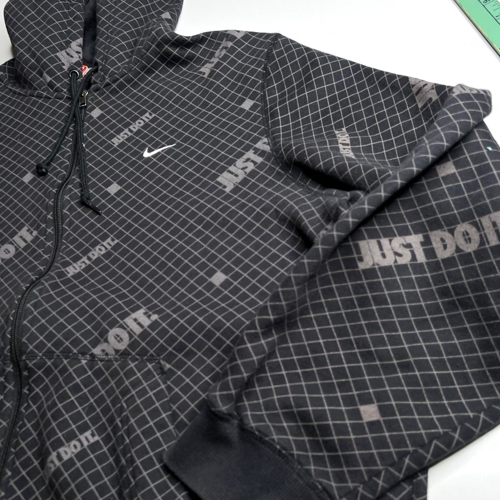 Nike VINTAGE Nike Hoodie Mens 3XL Black Fleece Full Zip Just Do It Allover Graphic Sweatshirt Size US XXL / EU 58 / 5 - 2 Thumbnail