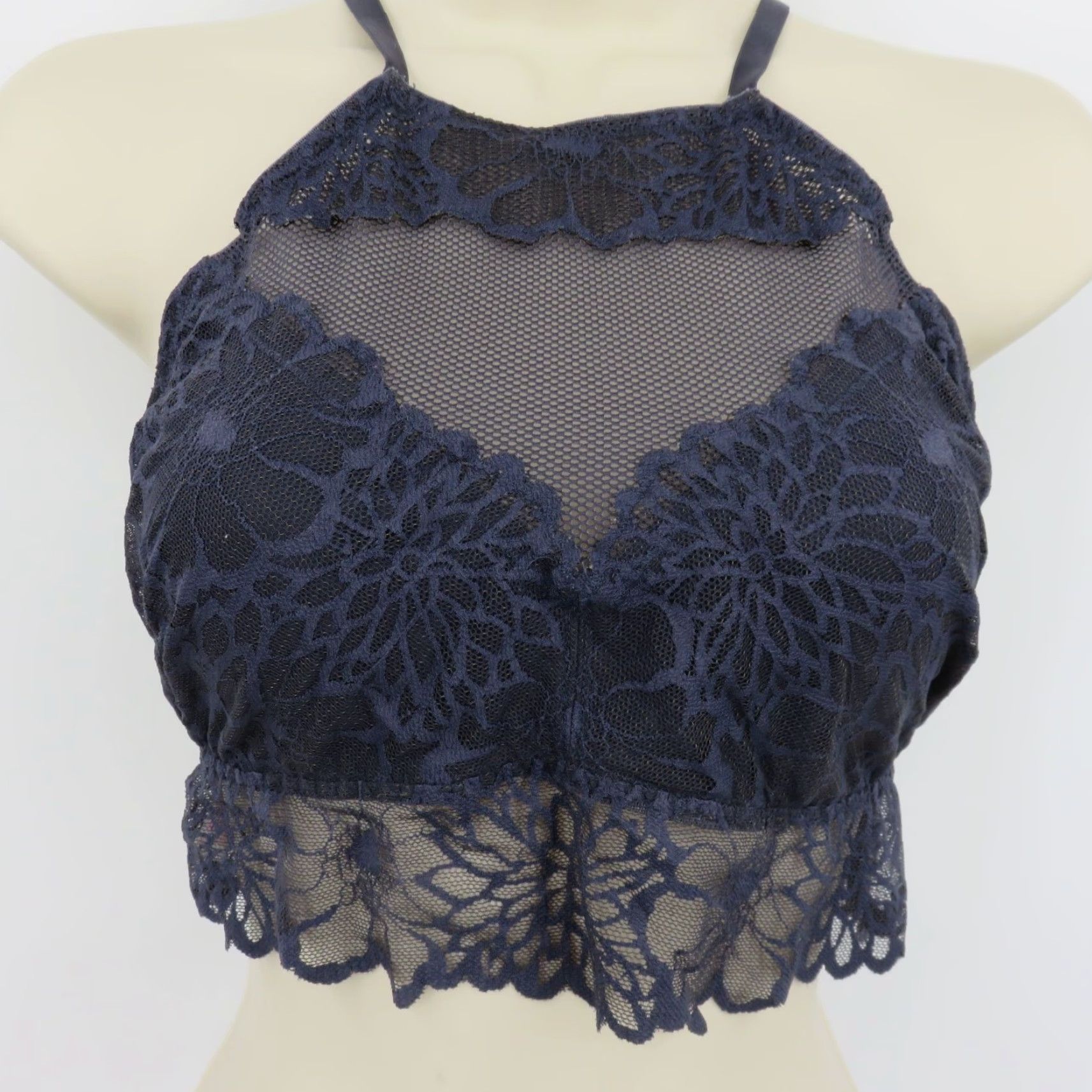 Victoria's Secret PINK Victoria's Secret Bralette Women Large Lace Wireless Unlined Blue Gray Size ONE SIZE - 4 Thumbnail