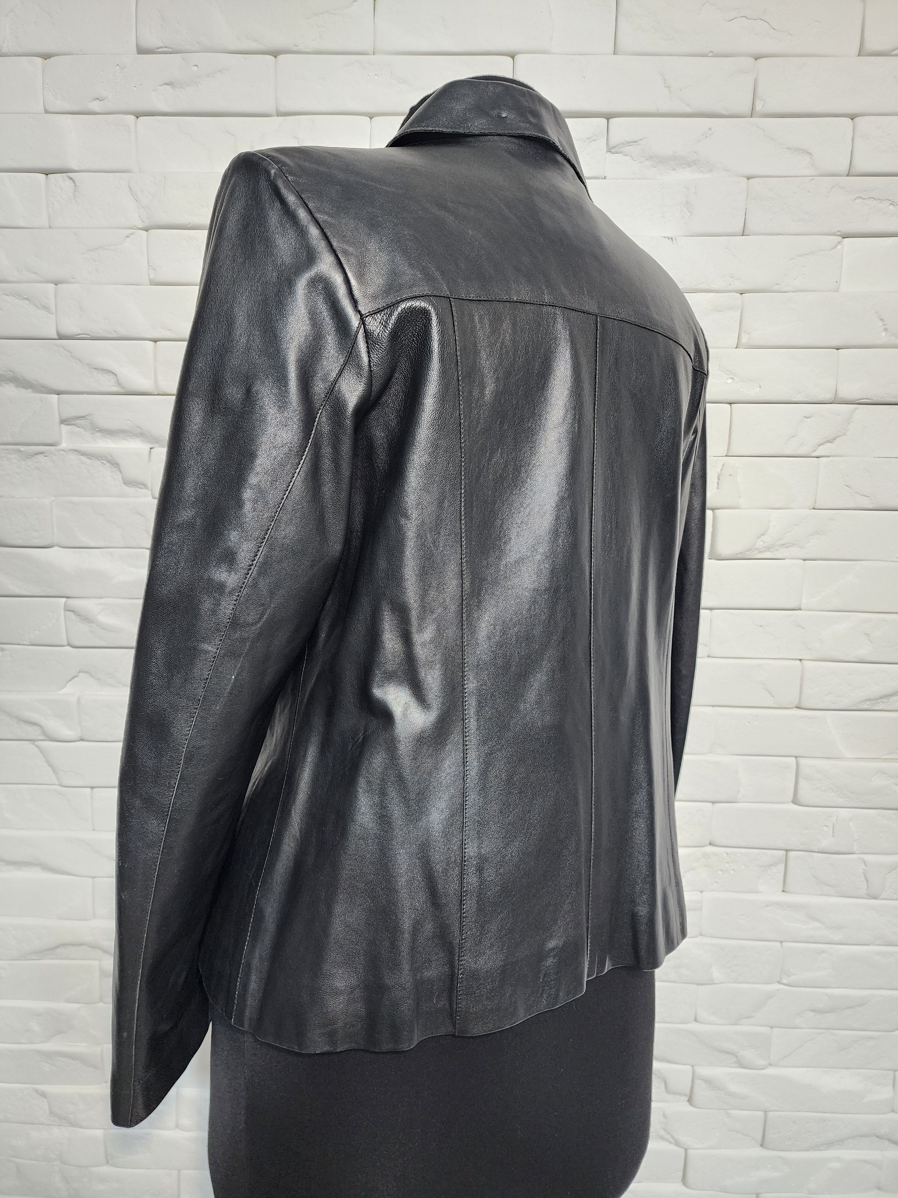 Genuine Leather Black & White Genuine Leather Jacket: Women's Sport Style Size L / US 10 / IT 46 - 6 Thumbnail