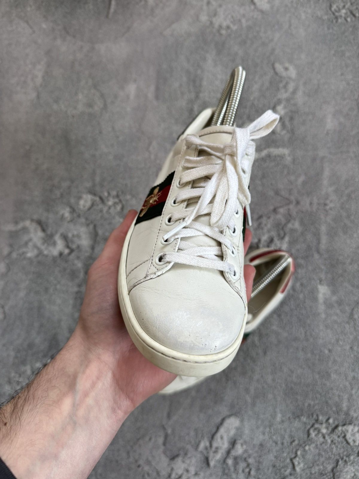 Designer × Gucci Gucci 36size white ACE leather low top sneakers shoes 431942 Size US 6 / IT 36 - 11 Thumbnail