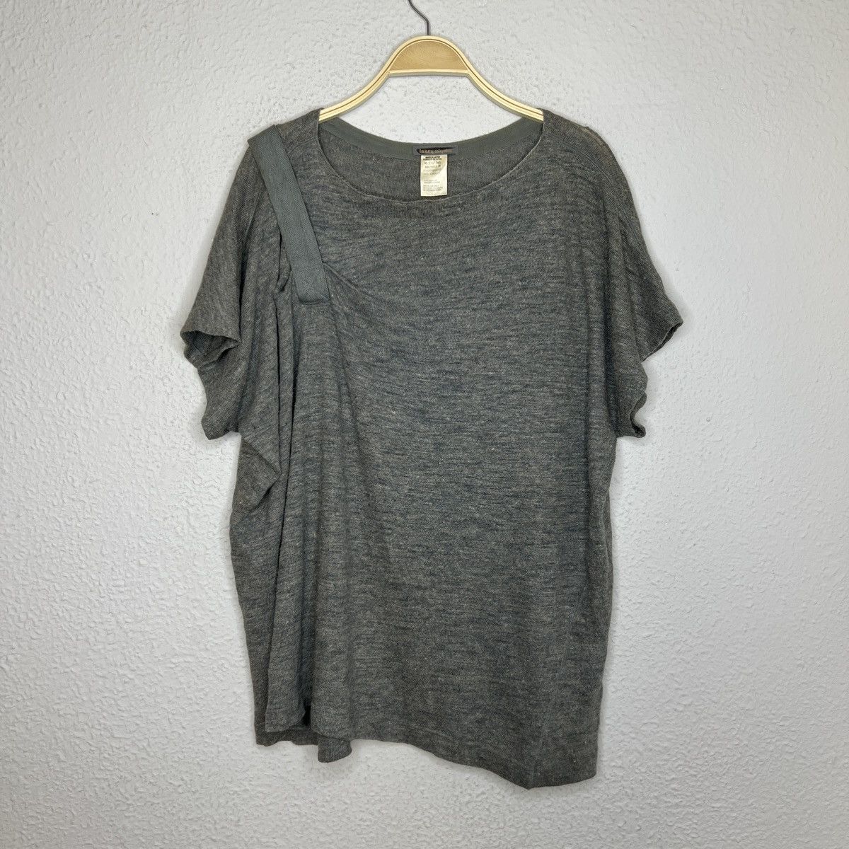 Designer × Issey Miyake Vintage Issey Miyake Tshirt Tee Top Designer Linen Grey 80s Size US M / EU 48-50 / 2 - 1 Thumbnail
