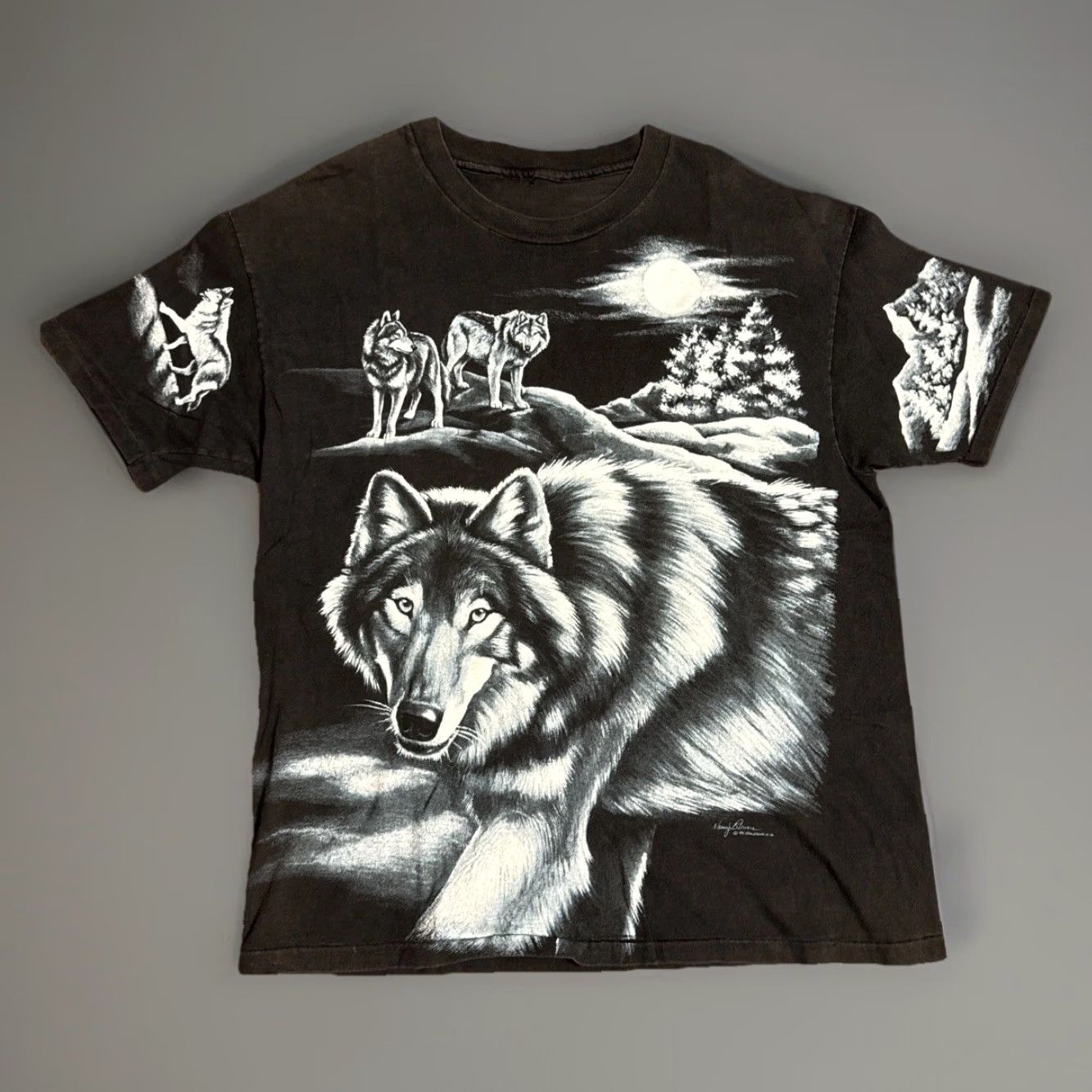 Vintage VINTAGE 1994 Wolf Husky Nature Animal Husky Black Big Graphic AOP T-Shirt XL Mens Size US XL / EU 56 / 4 - 2 Thumbnail