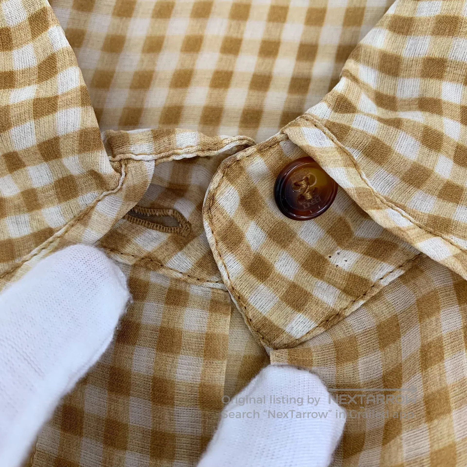 Fendi FENDI Brown plaid mulberry silk lapel long sleeve shirt| Size US L / EU 52-54 / 3 - 8 Thumbnail