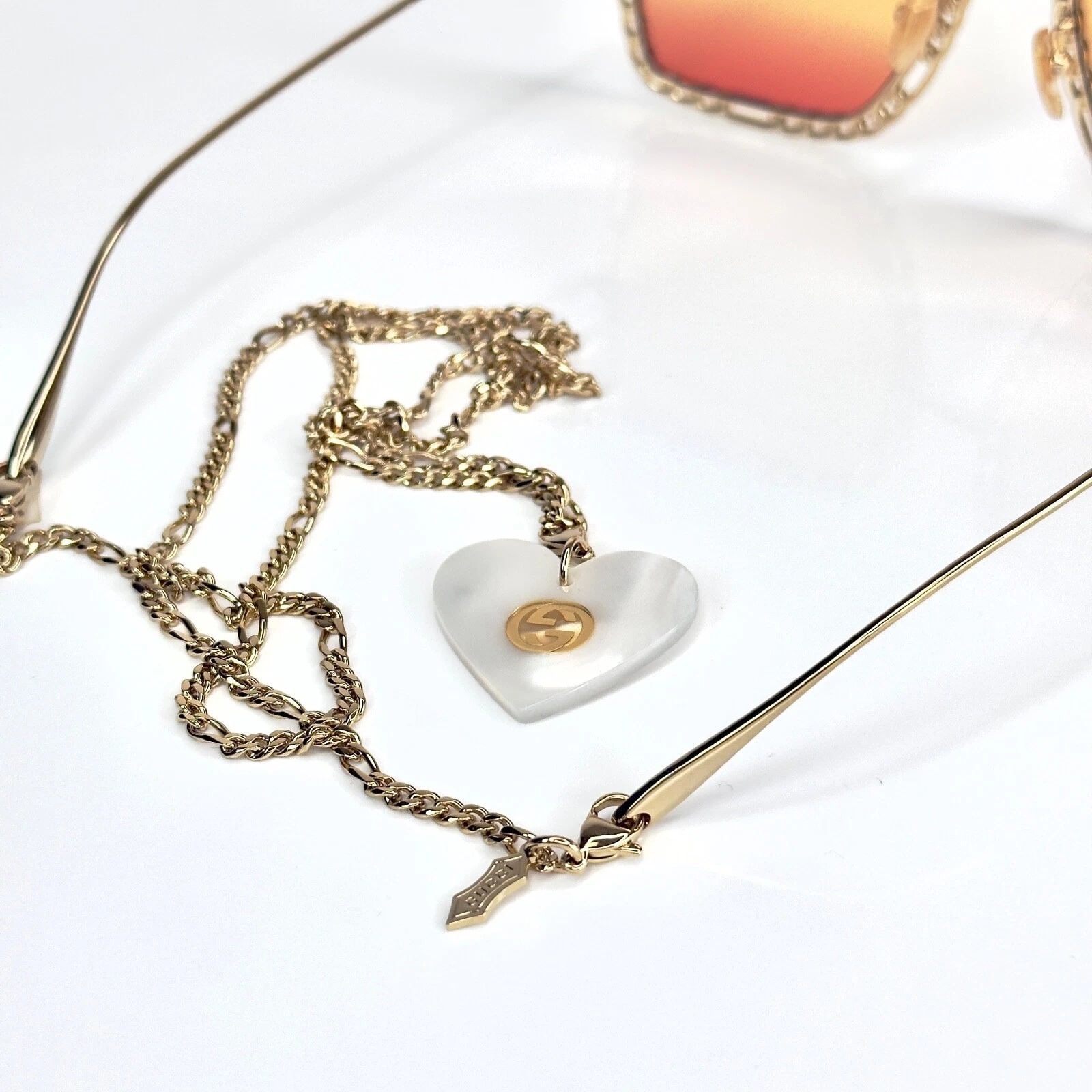 Gucci GUCCI GG1033S 1033 Gold Orange Chain Necklace Pearl Pendant Size ONE SIZE - 9 Thumbnail