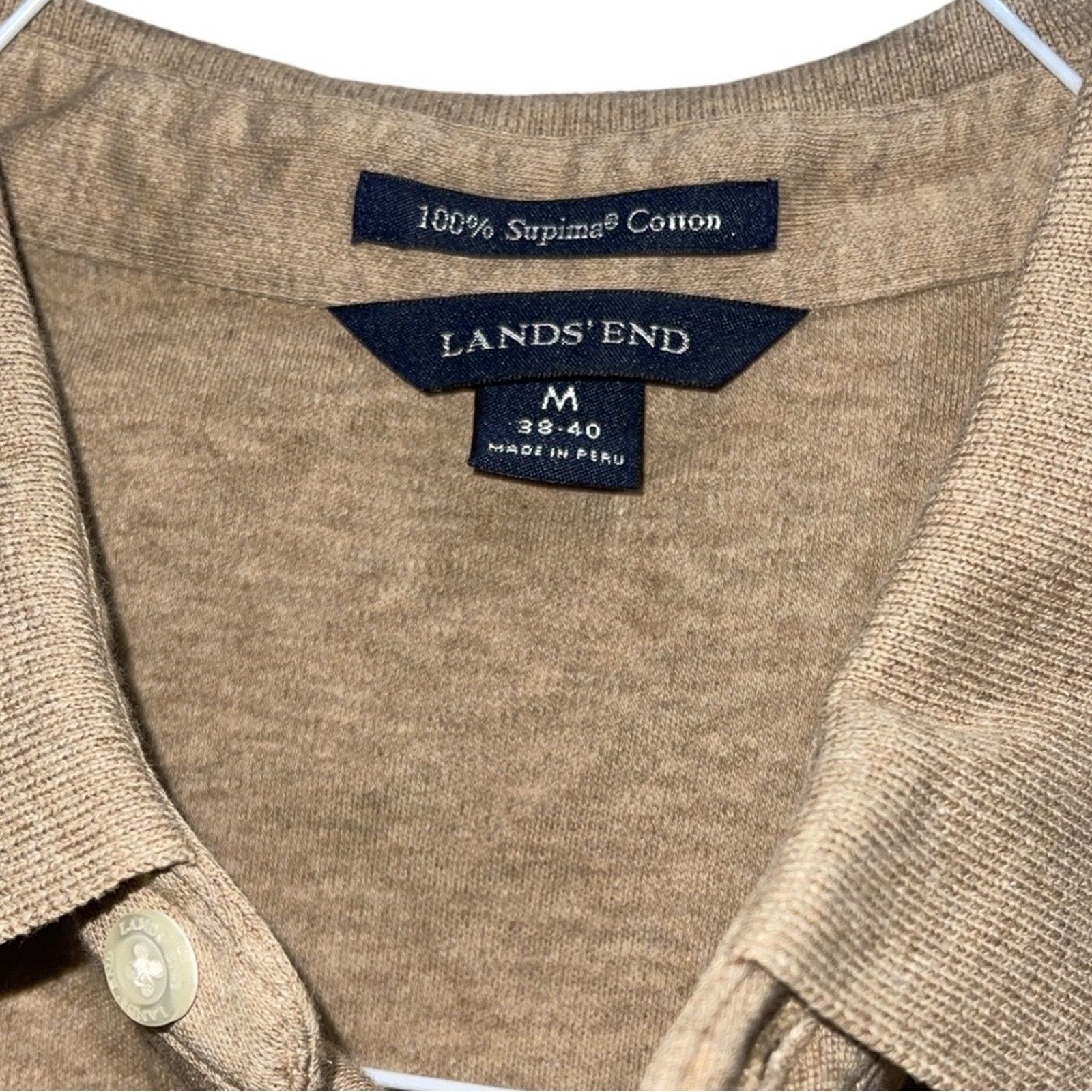 Lands' End LANDS' END Khaki Heather Cotton Polo Sz M Size US M / EU 48-50 / 2 - 3 Thumbnail