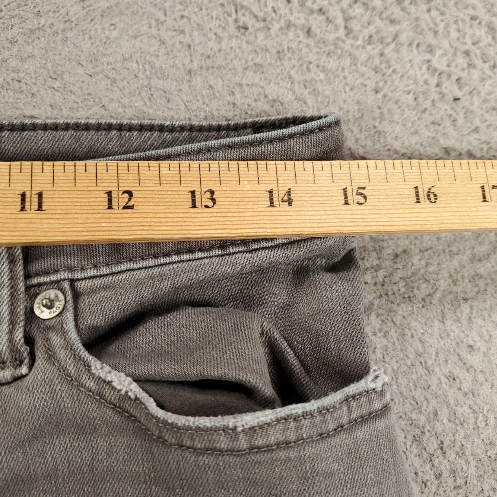 American Eagle Outfitters American Eagle Outfitters Jeans 28x32 Gray Slim Straight 5-Pocket Denim Cotton Blend Stretch Distressed Logo Button Zip AEO Size US 29 - 4 Thumbnail