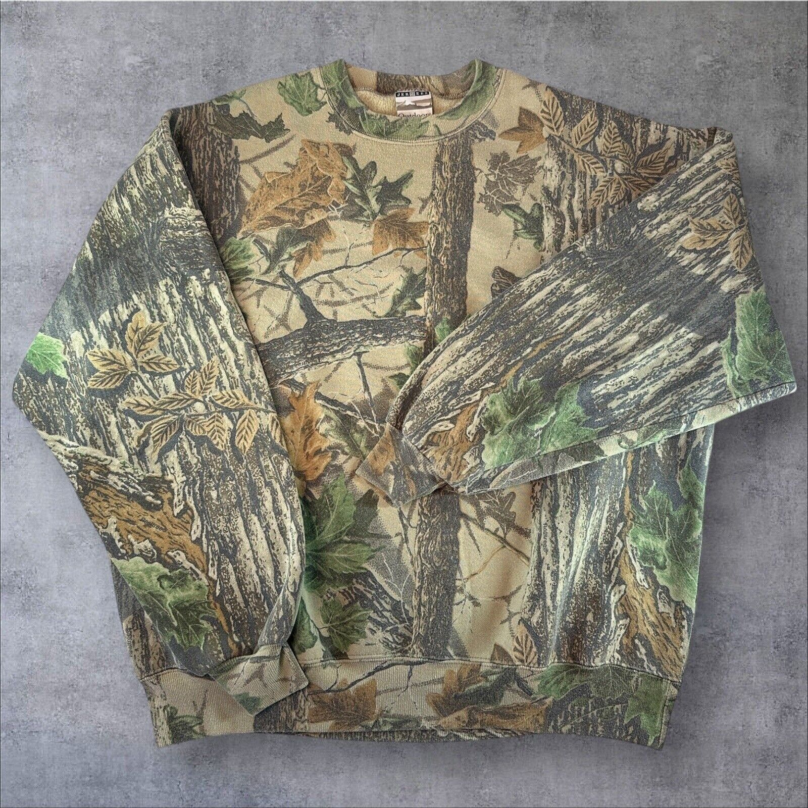 Vintage Jerzees Outdoors Realtree Camoflage Crewneck 2XL