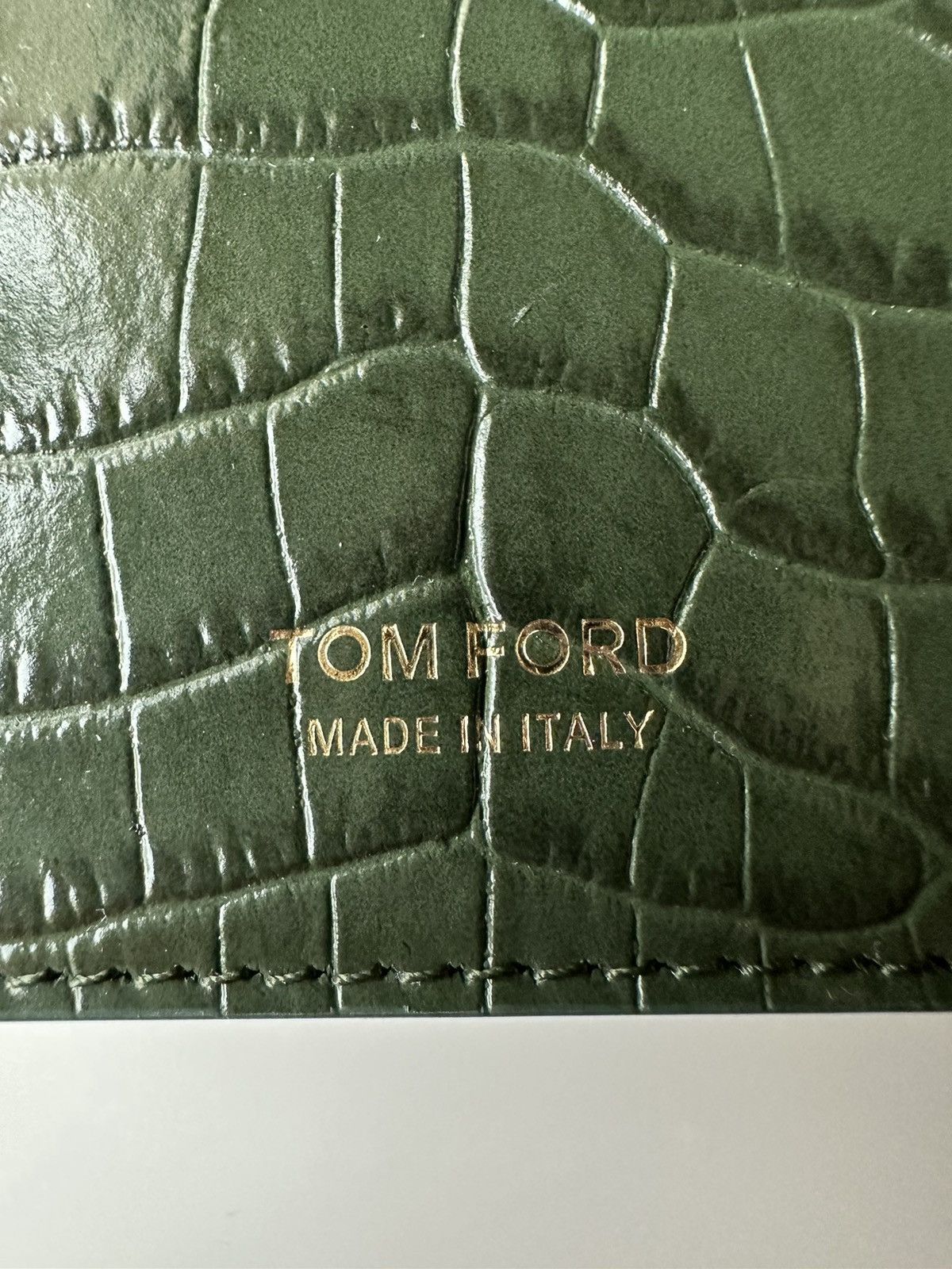 TOM FORD Men's Business Card Holder Croc-Embossed Rifle