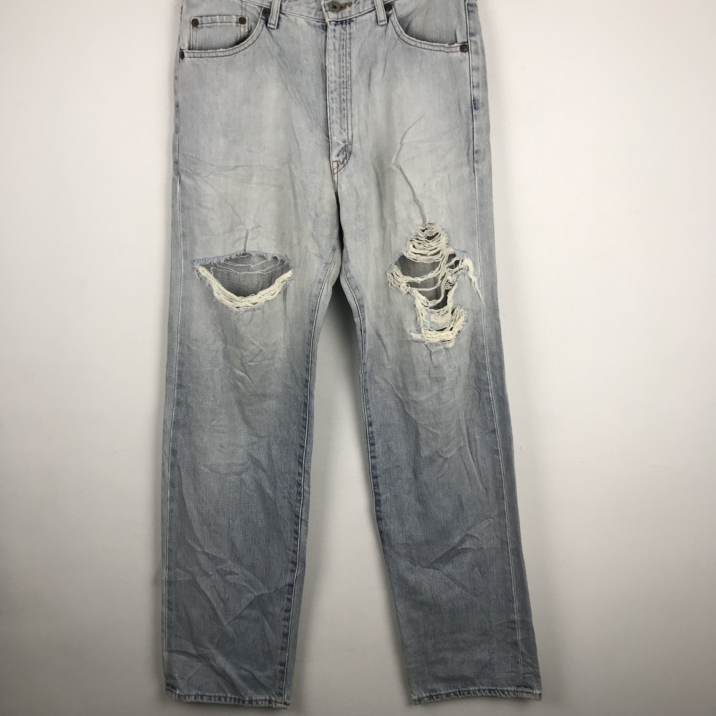 Japanese Brand X224 VTG BOBSON RIPPED FADED JEANS KURT COBAIN STYLE Size US 34 / EU 50 - 1 Thumbnail