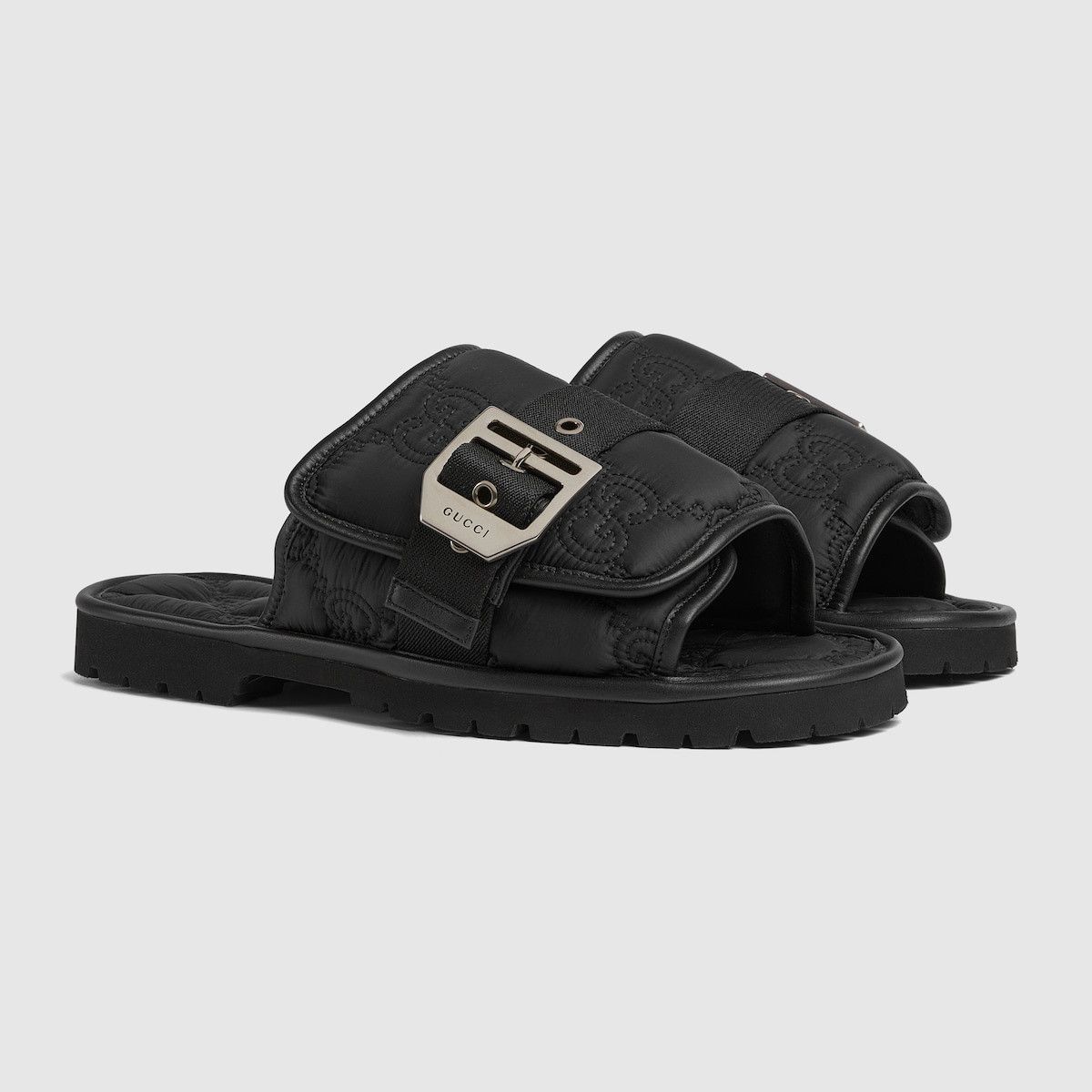 Gucci o1s1wg110325 Men's GG Slide Sandals in Black Size US 12.5 / EU 45-46 - 2 Thumbnail
