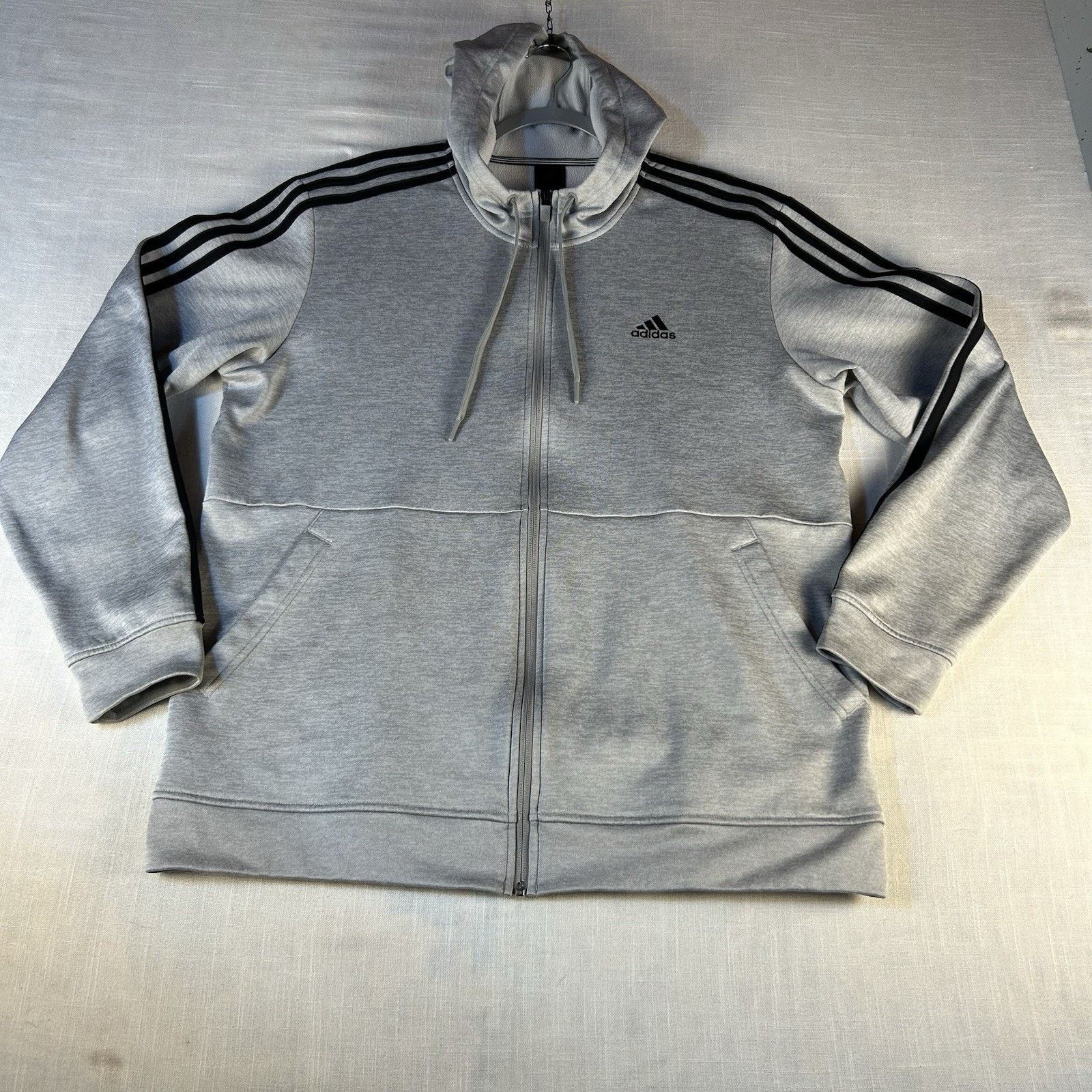 Adidas Adidas Mens Jacket Full Zip Gray 3 Stripe L/G Climawarm Size US L / EU 52-54 / 3 - 1 Thumbnail