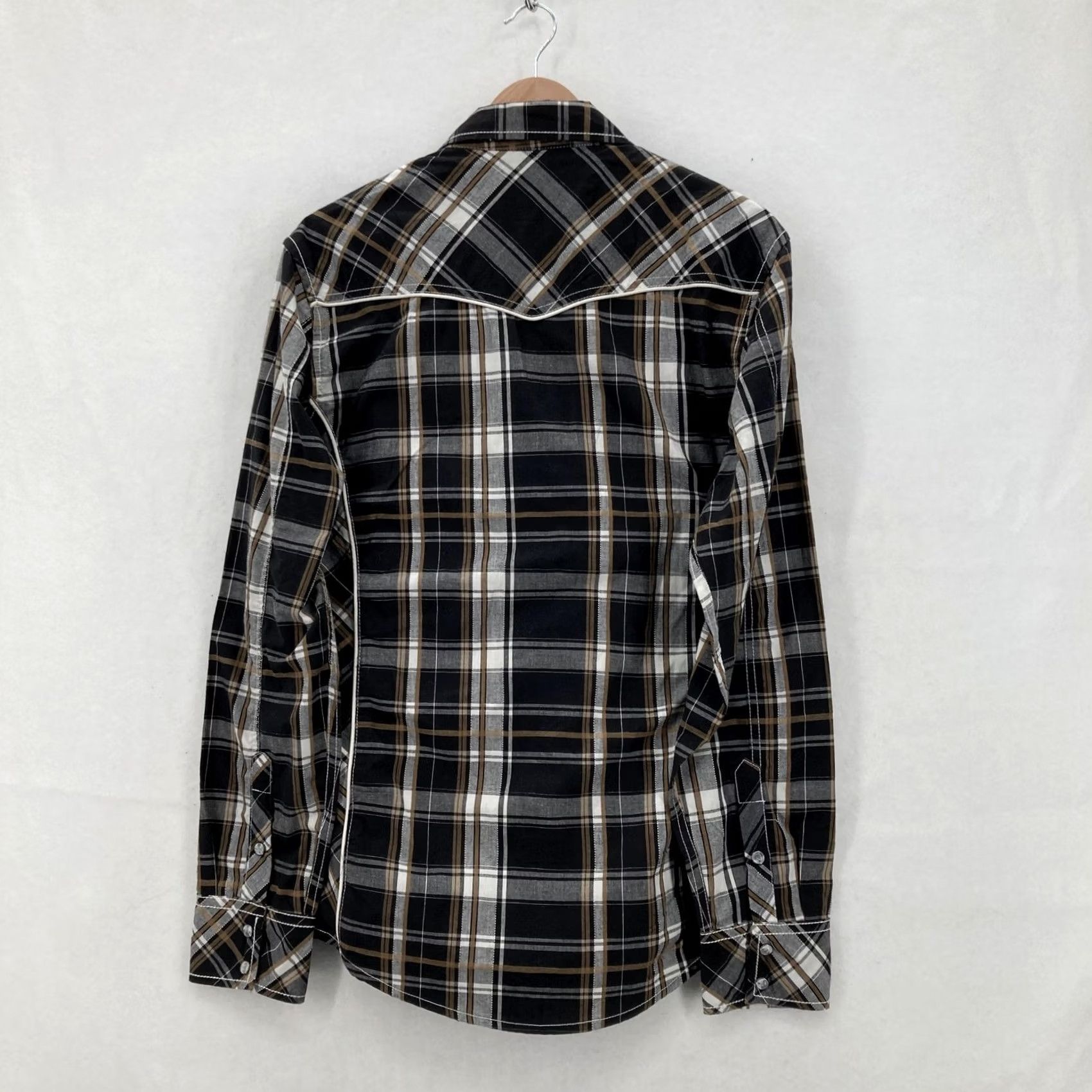 Vintage Buckle BKE Shirt Mens Medium Black Plaid Western Pearl Snap Athletic Long Sleeve Size US M / EU 48-50 / 2 - 7 Thumbnail
