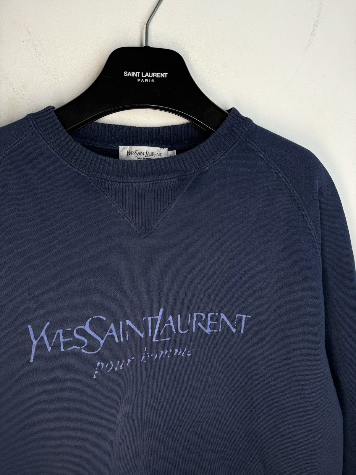Yves Saint Laurent Big Logo YSL Sweatshirt Navy Vintage Paris Crewneck y2k Size US L / EU 52-54 / 3 - 3 Thumbnail