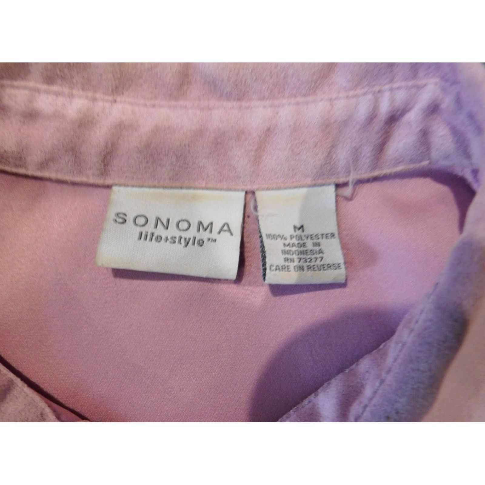 Vintage Sonoma Womens Button-Up Blouse L Purple Casual Knit Cotton Long Sleeve Size L / US 10 / IT 46 - 4 Thumbnail