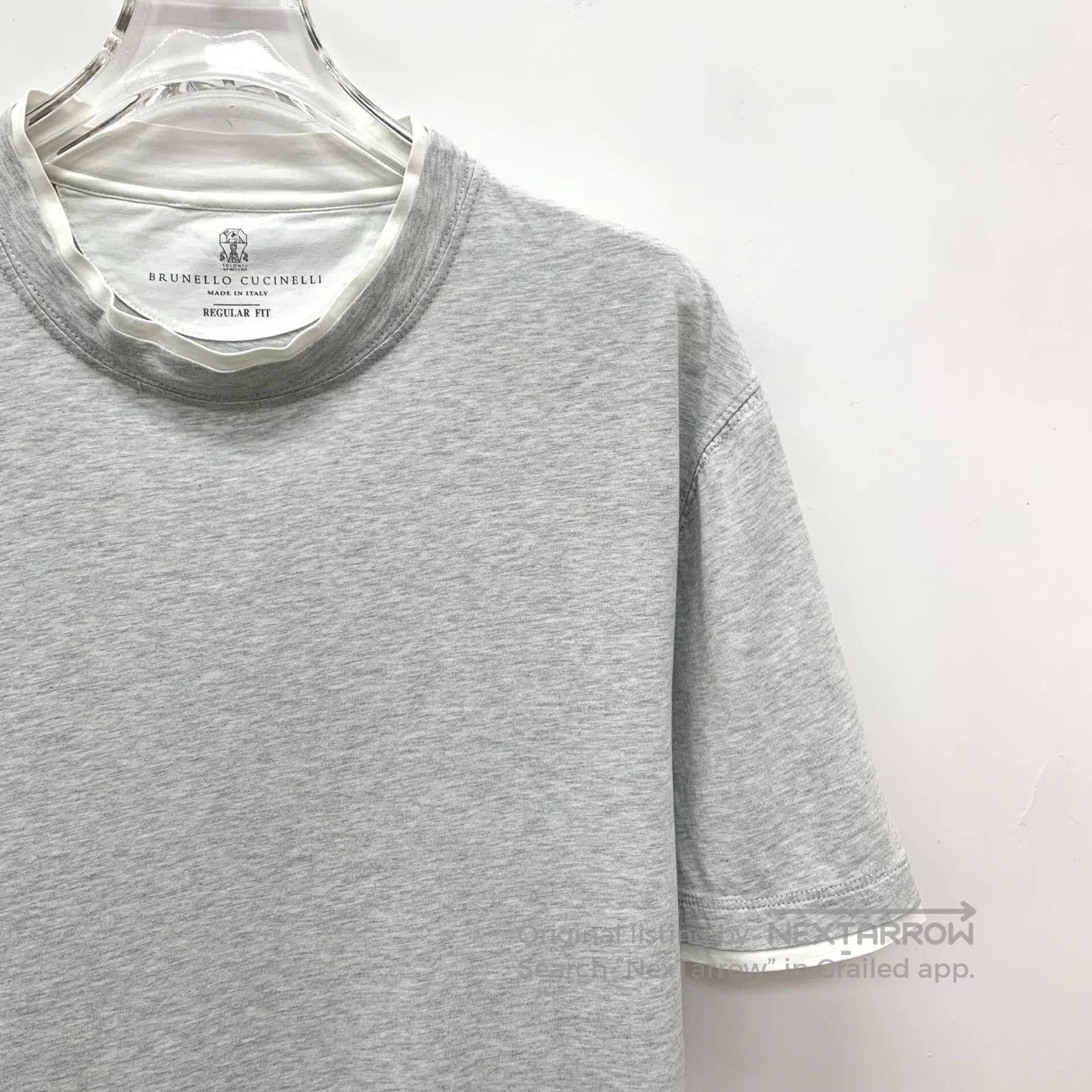 Brunello Cucinelli Brunello Cucinelli Gray Cotton Crew Neck T-shirt. Size US L / EU 52-54 / 3 - 3 Thumbnail