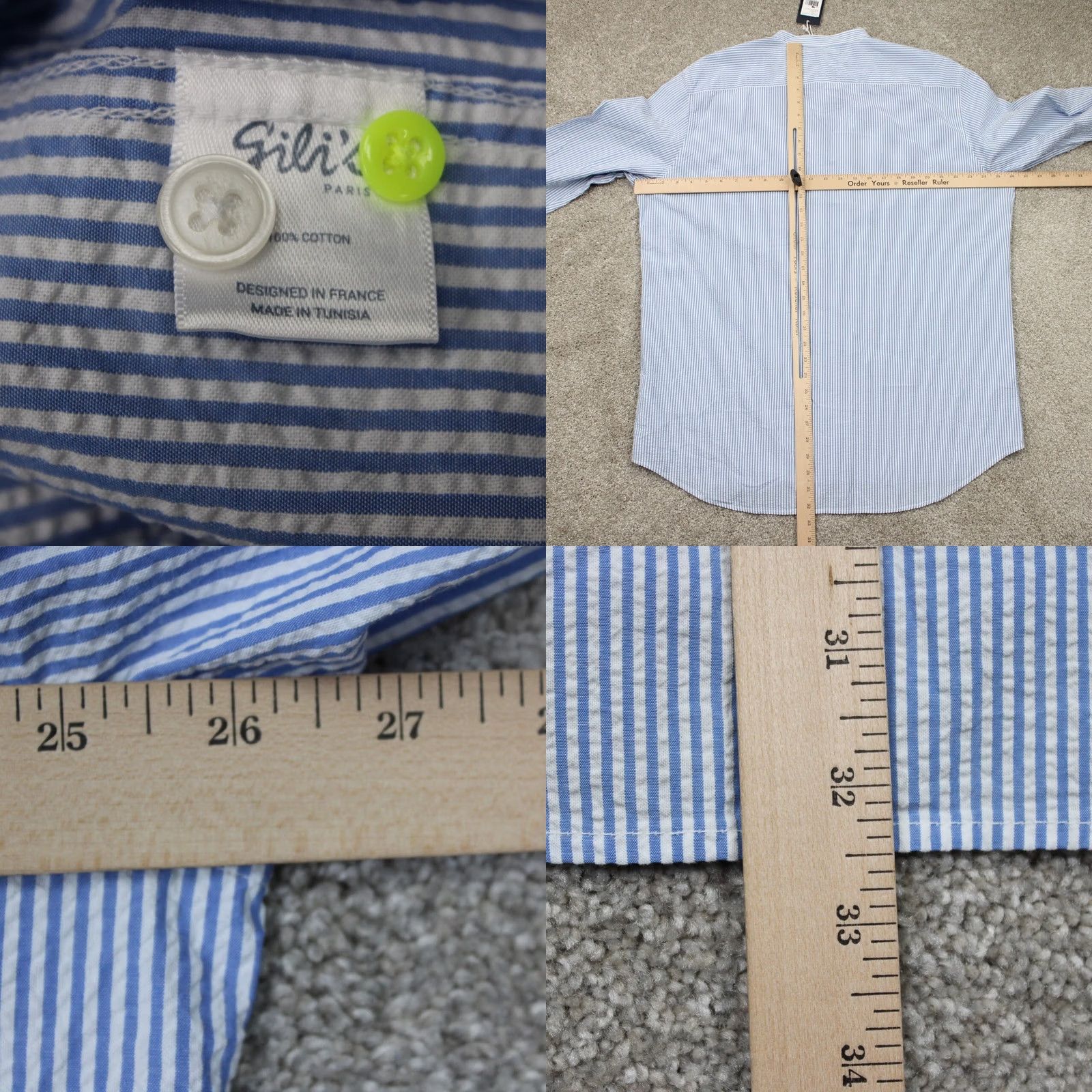 Vintage Gili's Paris Shirt Men 3XL Blue/White Seersucker Button-Up L/S Cotton NWT Vintage No N/A Size US XXL / EU 58 / 5 - 9 Thumbnail