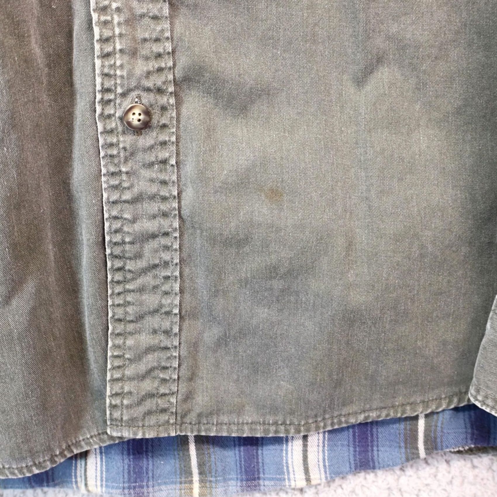 Vintage VINTAGE L.L. Bean Flannel Lined Chore Shirt Men XL Regular Grey Green Size US XL / EU 56 / 4 - 2 Thumbnail