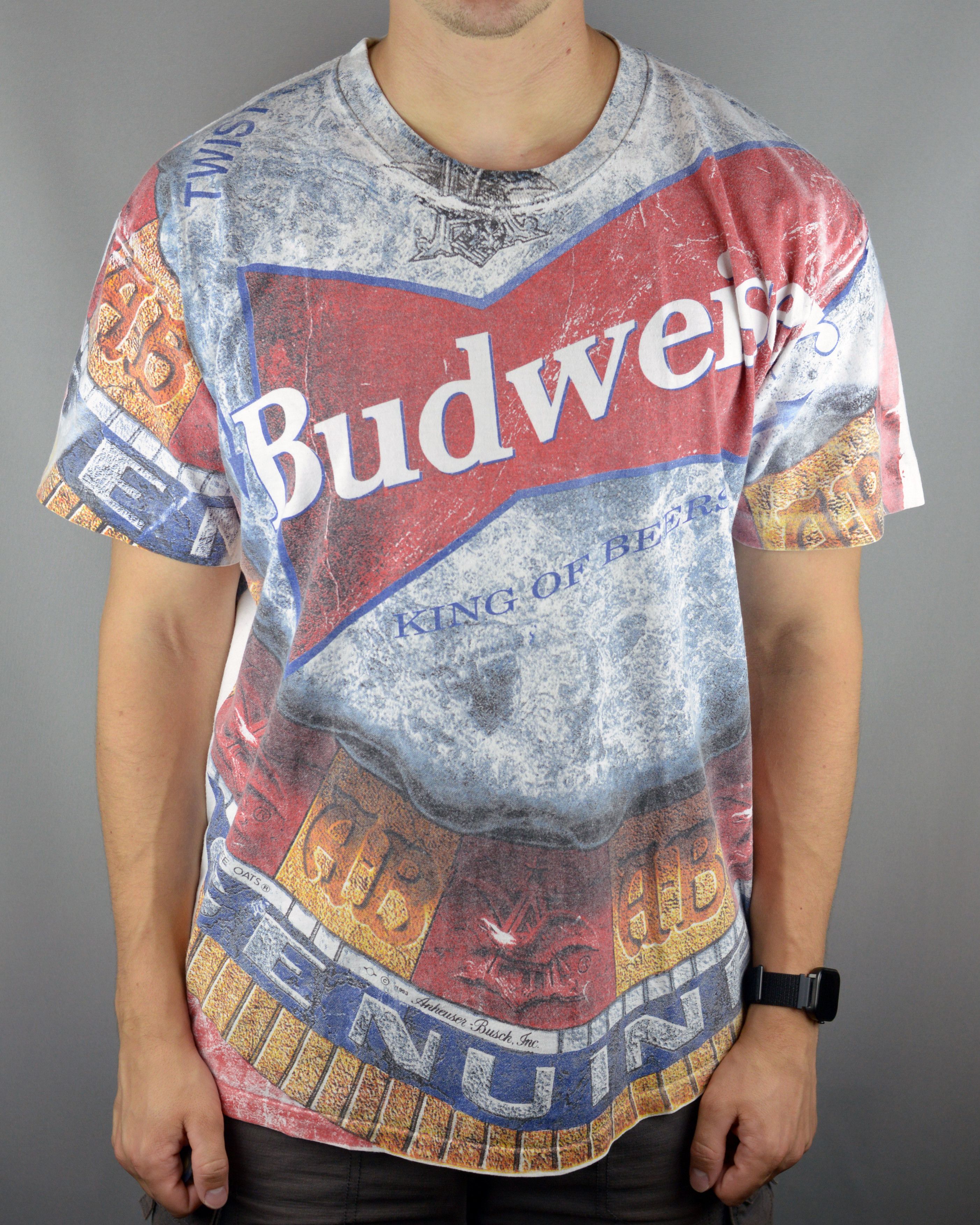 Anvil × Budweiser × Vintage Vintage Budweiser allover print 1993 t shirt Size US XL / EU 56 / 4 - 1 Thumbnail