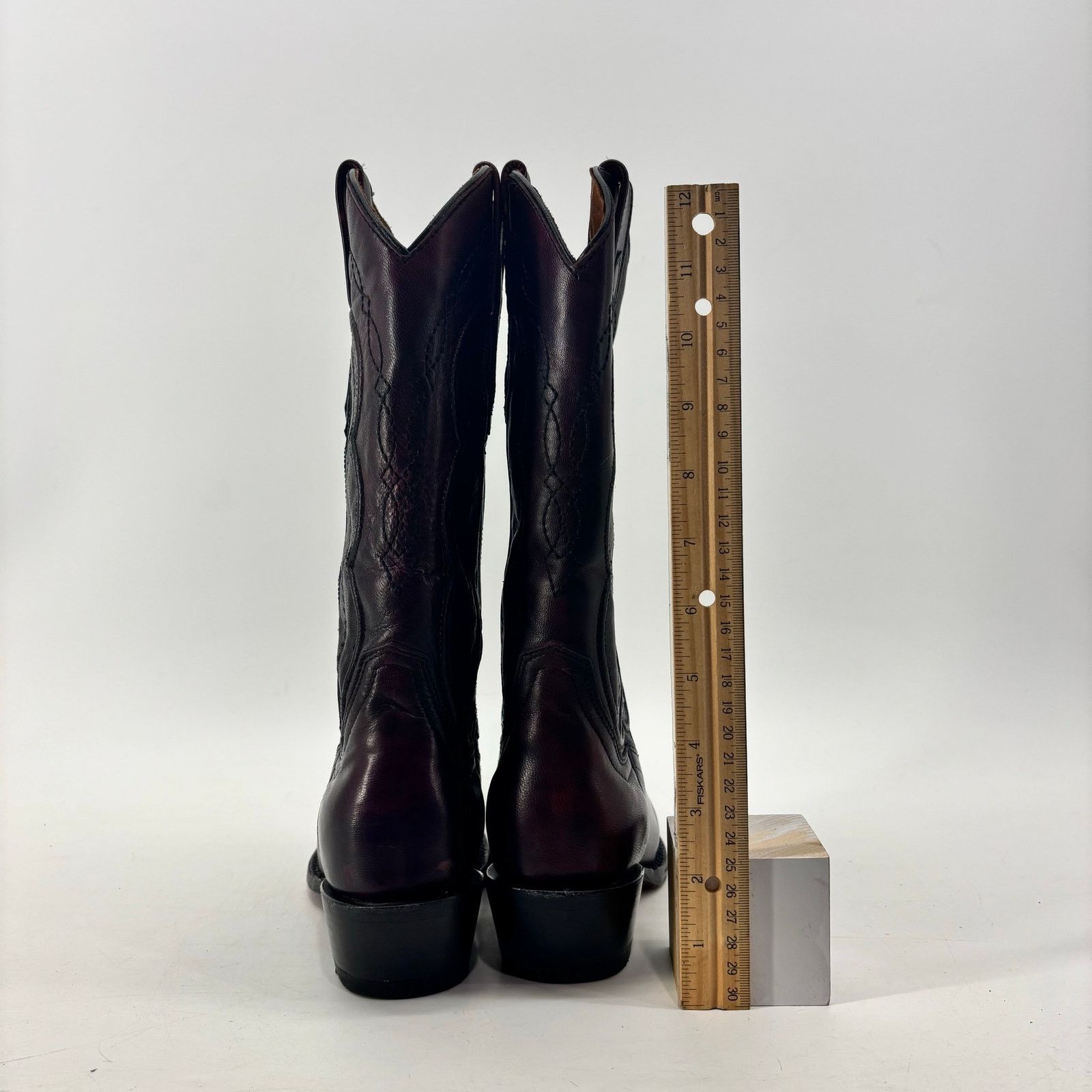 Vintage Vaccari Cowboy Boots Burgundy Plum Size 6.5 Leather Classic Size US 6.5 / IT 36.5 - 7 Thumbnail