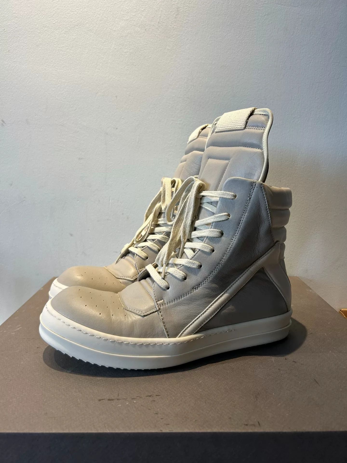 Rick Owens rick owens ivory leather high-top sneakers Size US 7 / EU 40 - 1 Thumbnail