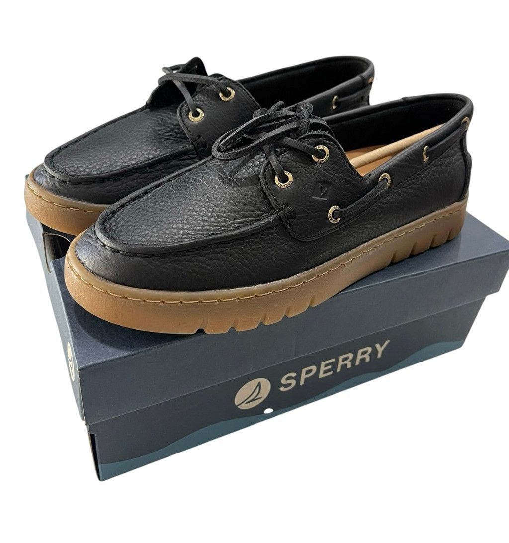 Sperry Nib Keely Womens Boat Shoes Black Leather Size 8, Men's