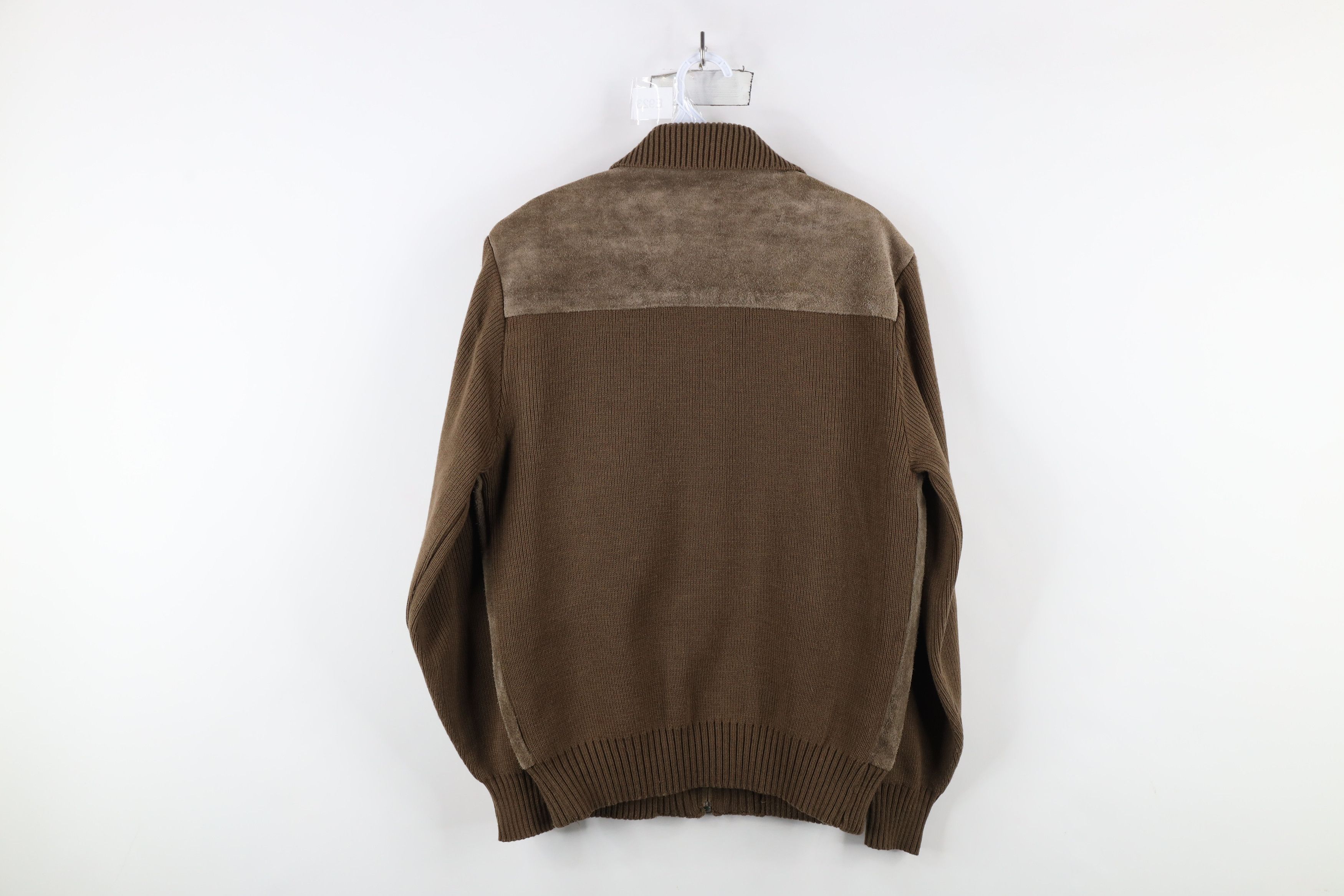 Vintage Vintage 70s Streetwear Leather Knit Sweater Jacket Swacket Size US L / EU 52-54 / 3 - 12 Thumbnail