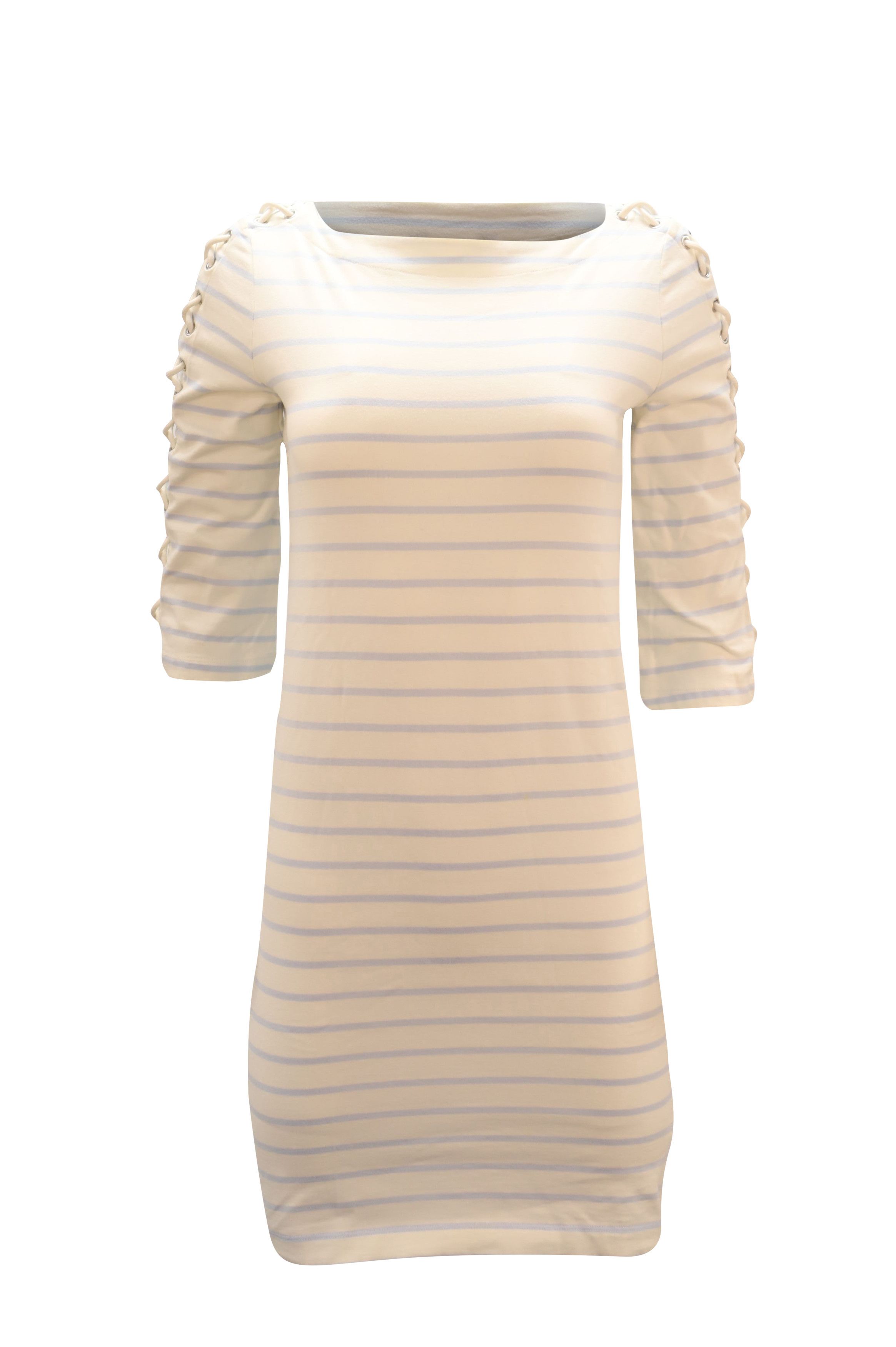 Lauren Ralph Lauren Lauren Ralph Lauren Striped Dress with Lace-Up Sleeves in Mu Size XS / US 0-2 / IT 36-38 - 1 Thumbnail