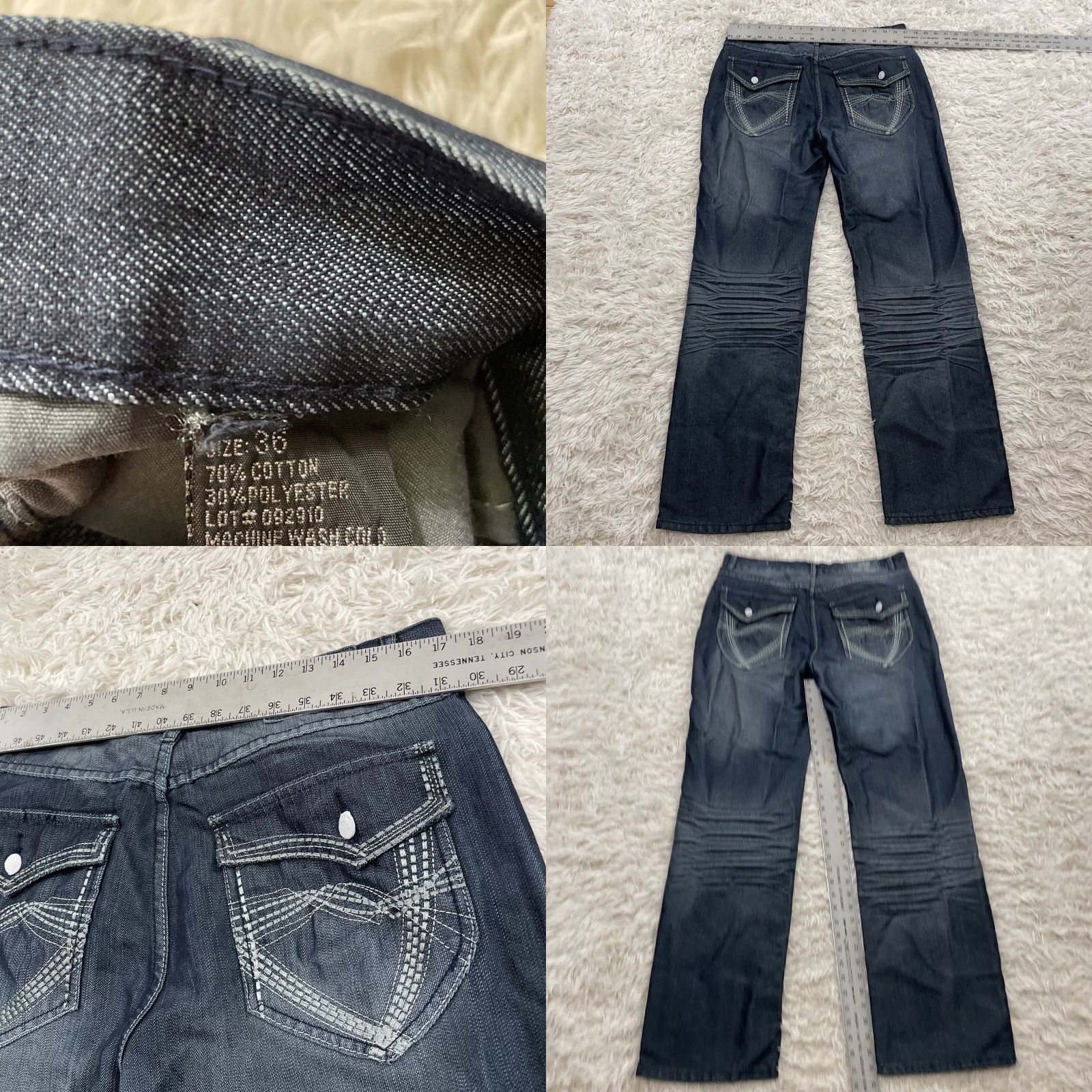 Denime VINTAGE Old Skool Straight Jeans sequin Pocket Adult 34x32 Denim Blue 5-Pocket Design Mens Jeans/Denim Shiny Dark Blue Size US 34 / EU 50 - 8 Thumbnail