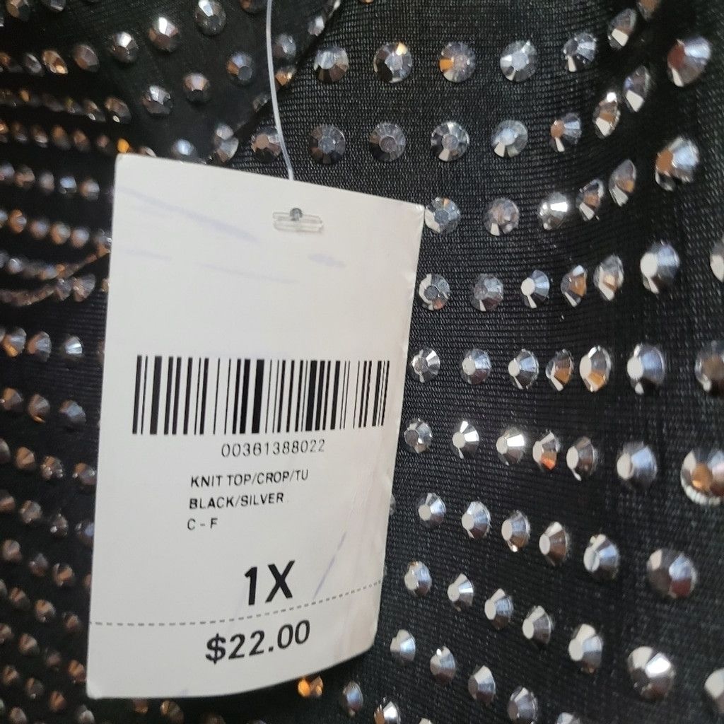 Forever 21 Forever 21, tube top, zips back, black w/diamond studs 1X Size XL / US 12-14 / IT 48-50 - 2 Thumbnail