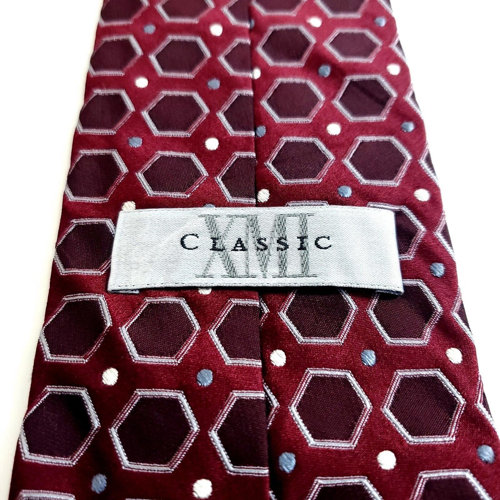 XMI Platinum XMI Red Purple Woven Geometric Silk Tie Size ONE SIZE - 3 Thumbnail