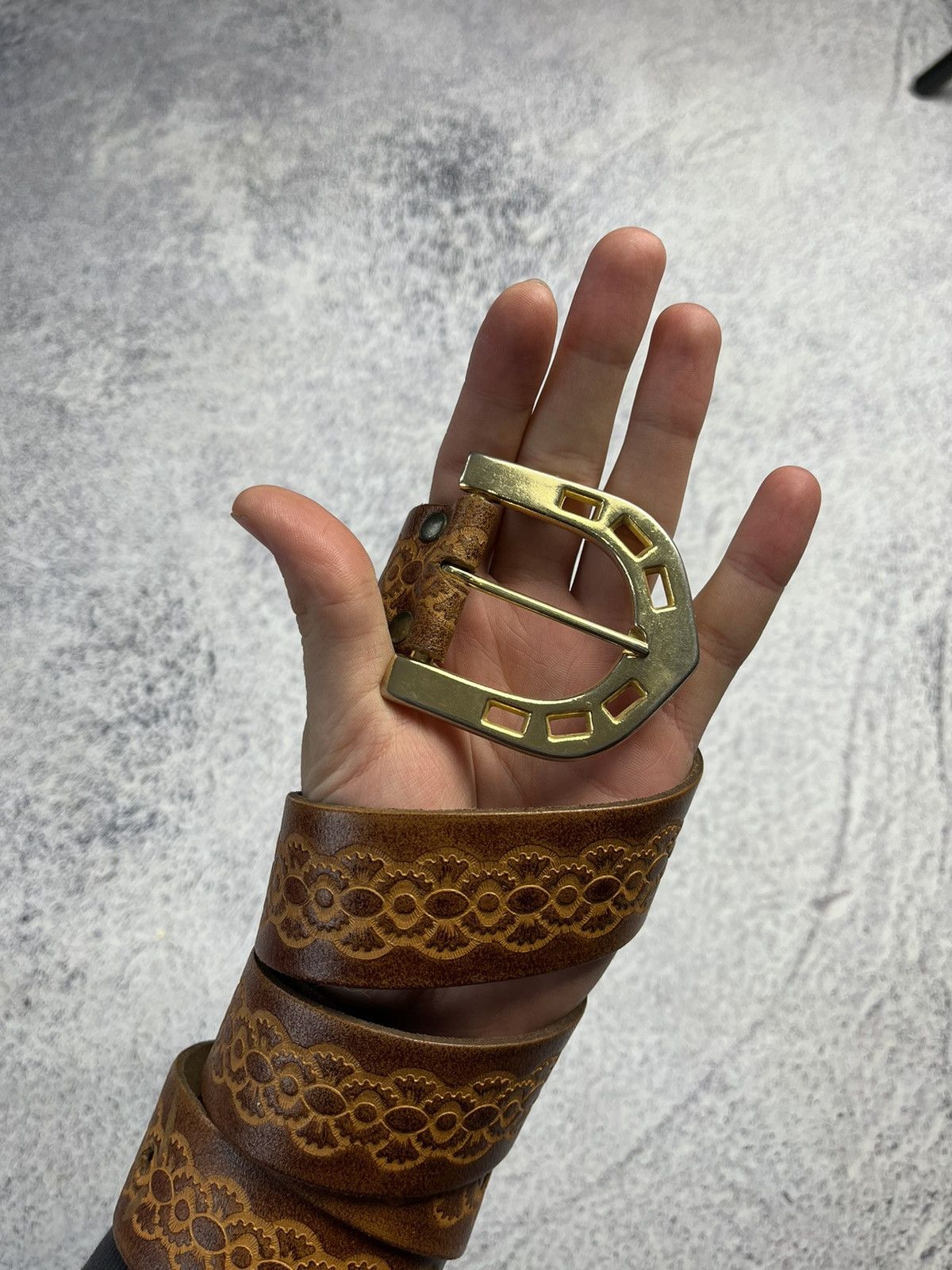 Other Vintage Avant Garde Leather USA Belt Streetwear Y2K Rare Size ONE SIZE - 5 Thumbnail