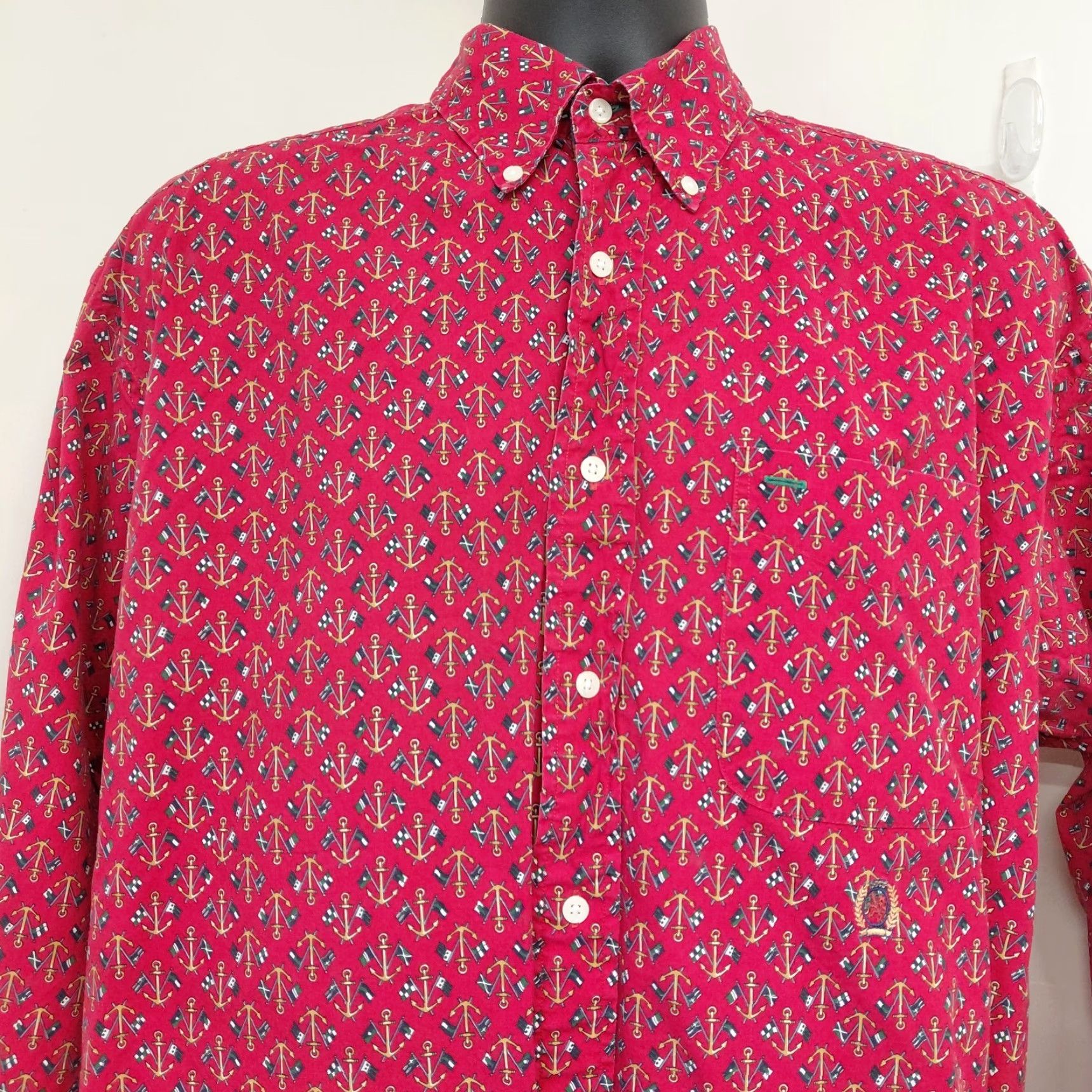 Tommy Hilfiger Tommy Hilfiger Logo Shirt Men L Red Preppy All Over Print Nautical Yacht Flags Button-Up Collared Pocket Size US L / EU 52-54 / 3 - 5 Thumbnail