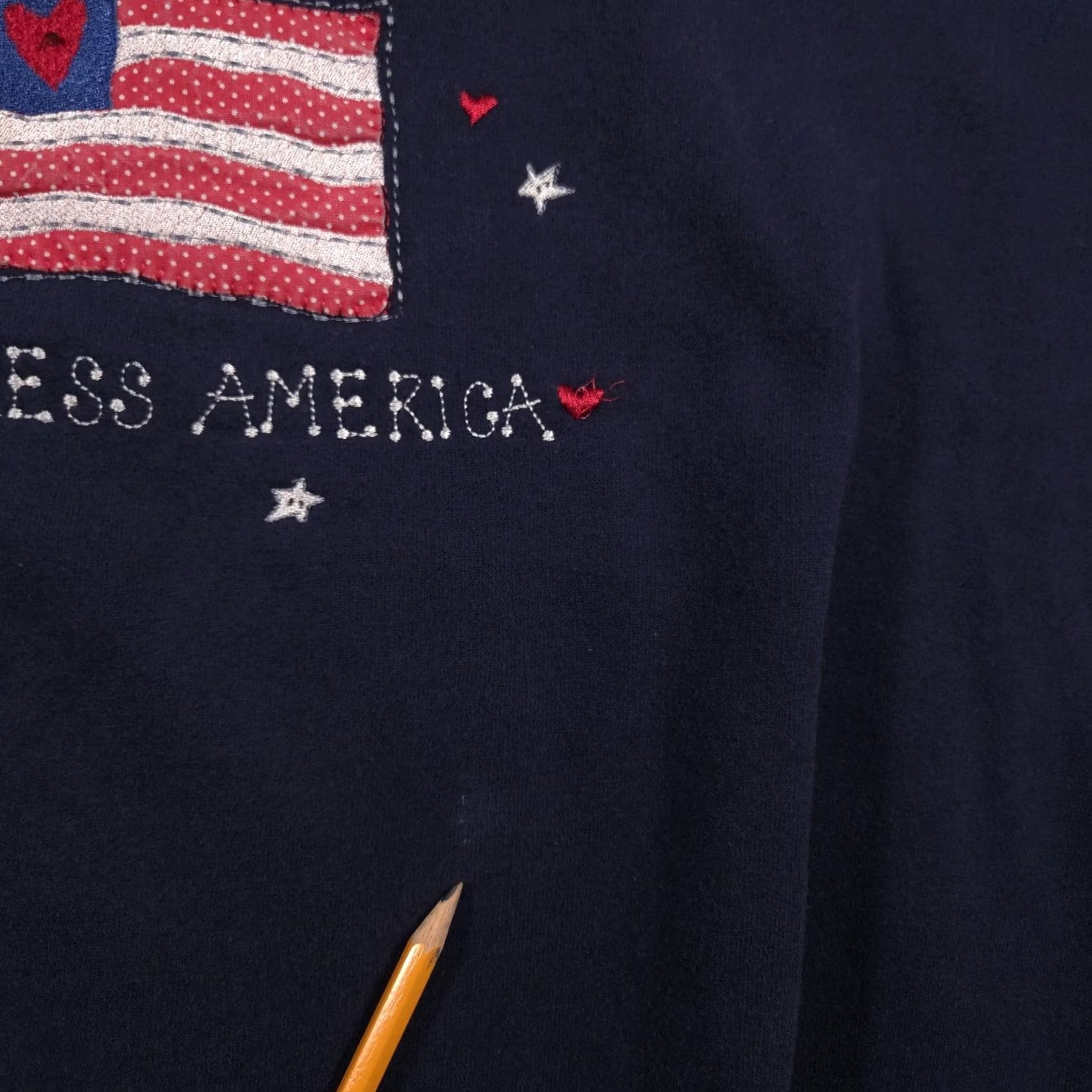 Vintage VINTAGE? Morning Sun Embroidered God Bless America USA Flag Navy XL Womens Sweatshirt Pullover Crewneck Embroidered Size XL / US 12-14 / IT 48-50 - 5 Thumbnail