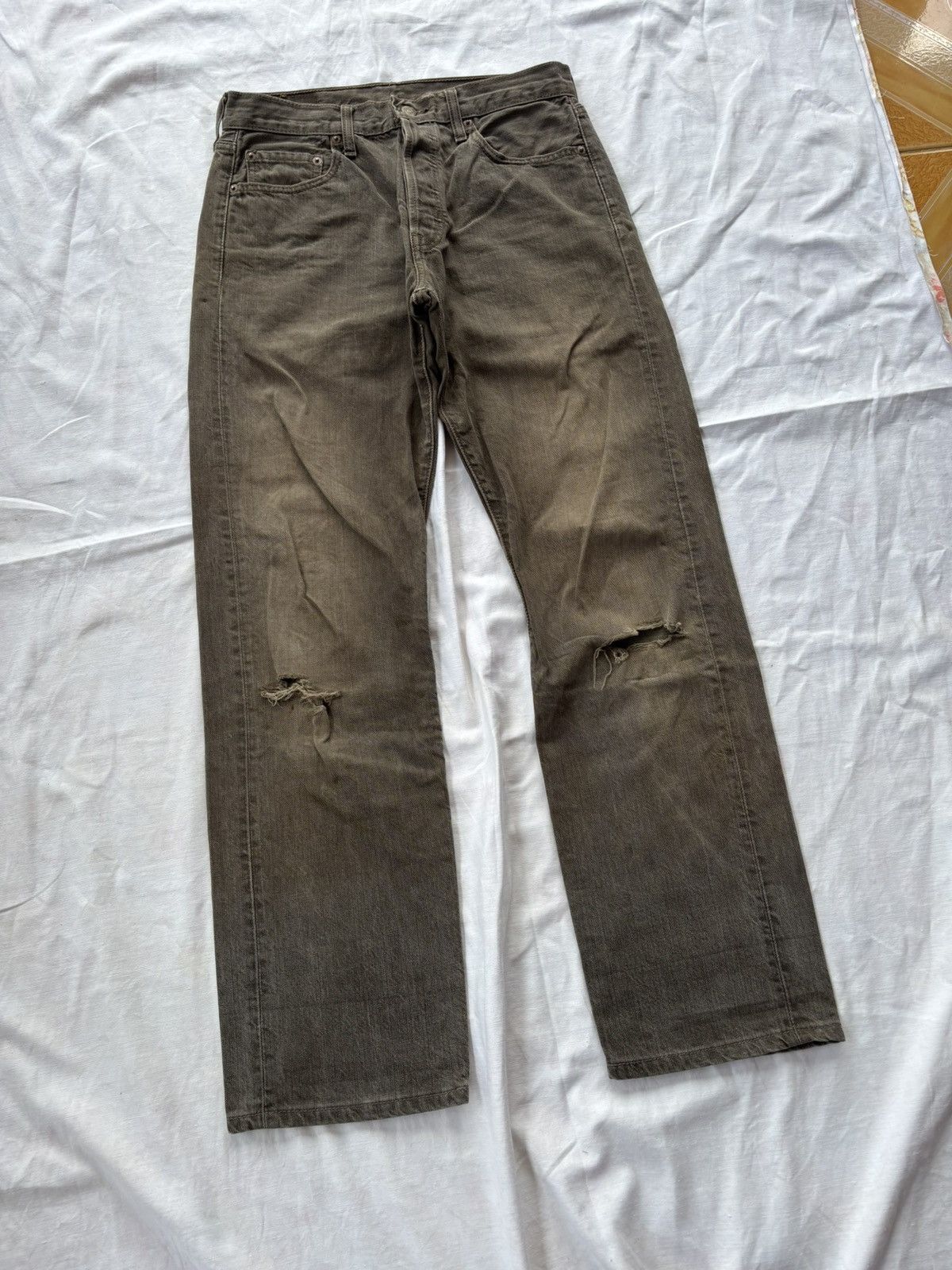 If Six Was Nine THRASHED Rusty Brown Levis 501 Distress Denim Rick Owens Size US 30 / EU 46 - 5 Thumbnail