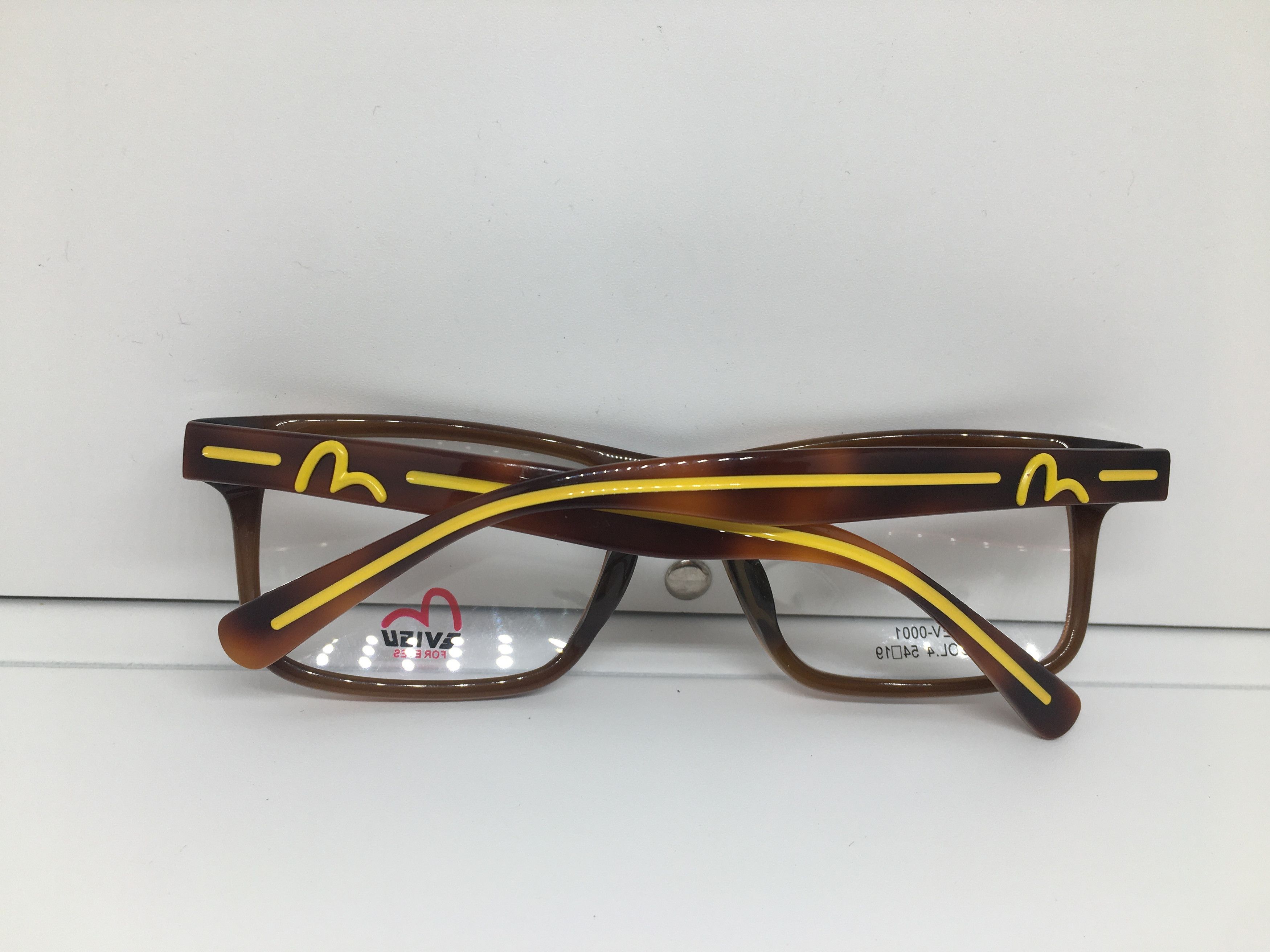 Evisu Evisu EV-0001 Browm Acetate Eyeglasses Frame Size ONE SIZE - 7 Thumbnail