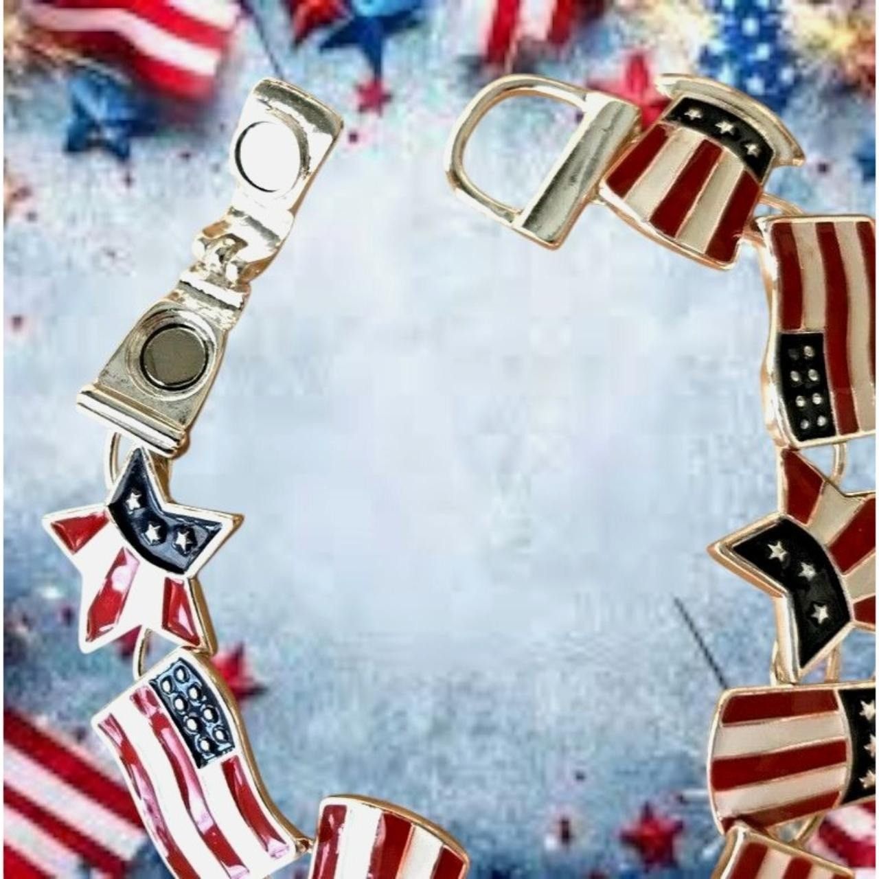 Handmade Patriotic Bracelet American Flag Uncle Sam Hat Stars Size ONE SIZE - 4 Thumbnail