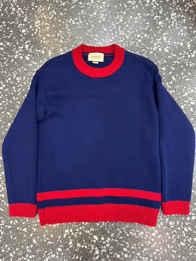 Gucci GucciBlue and red-edged knitted sweater 2503-Nextarrow Size US M / EU 48-50 / 2 - 1 Thumbnail