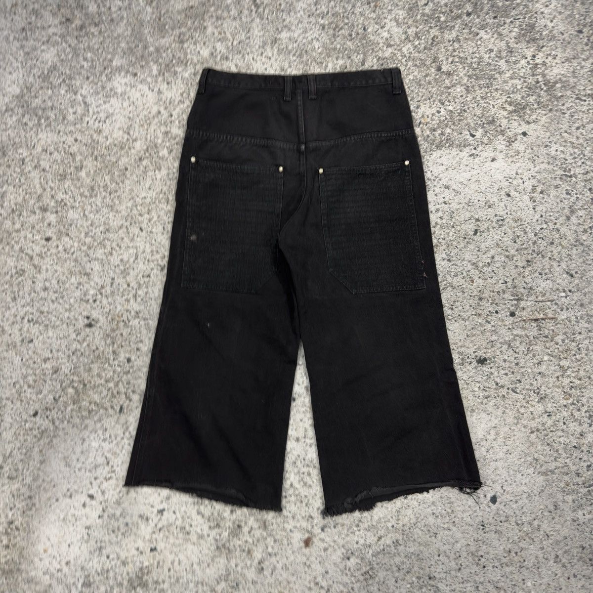 Vintage 90s Baggy Wide Leg Long Black Denim Shorts ERD Grunge Skater Size US 34 / EU 50 - 2 Thumbnail