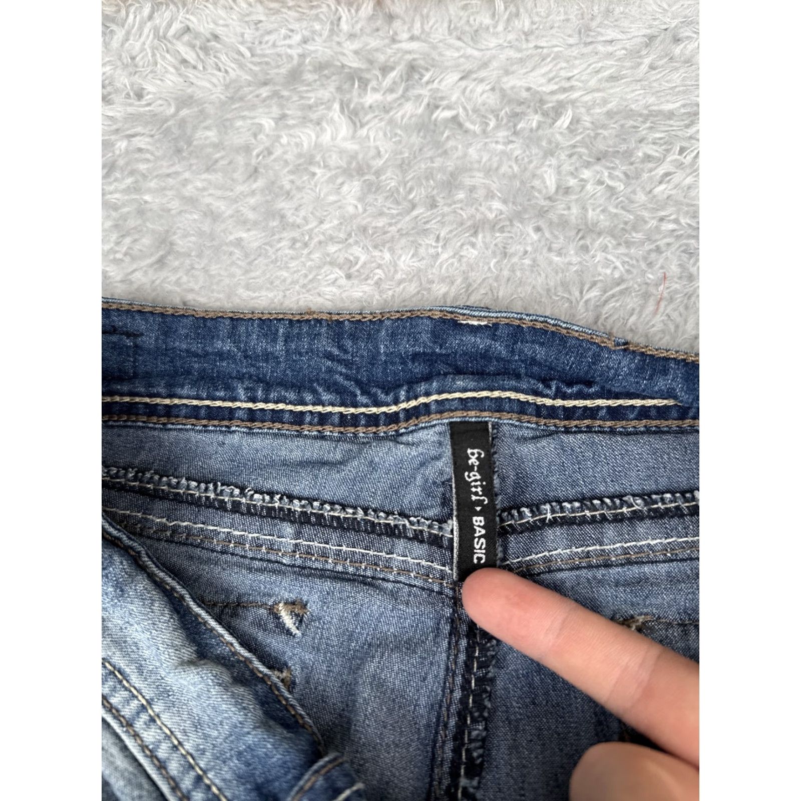 Denime Be-girl BASIC Jeans Womens 29 Bootcut Denim Stretch Embroidered Pockets 5-Pocket Blue Size 29" - 6 Thumbnail