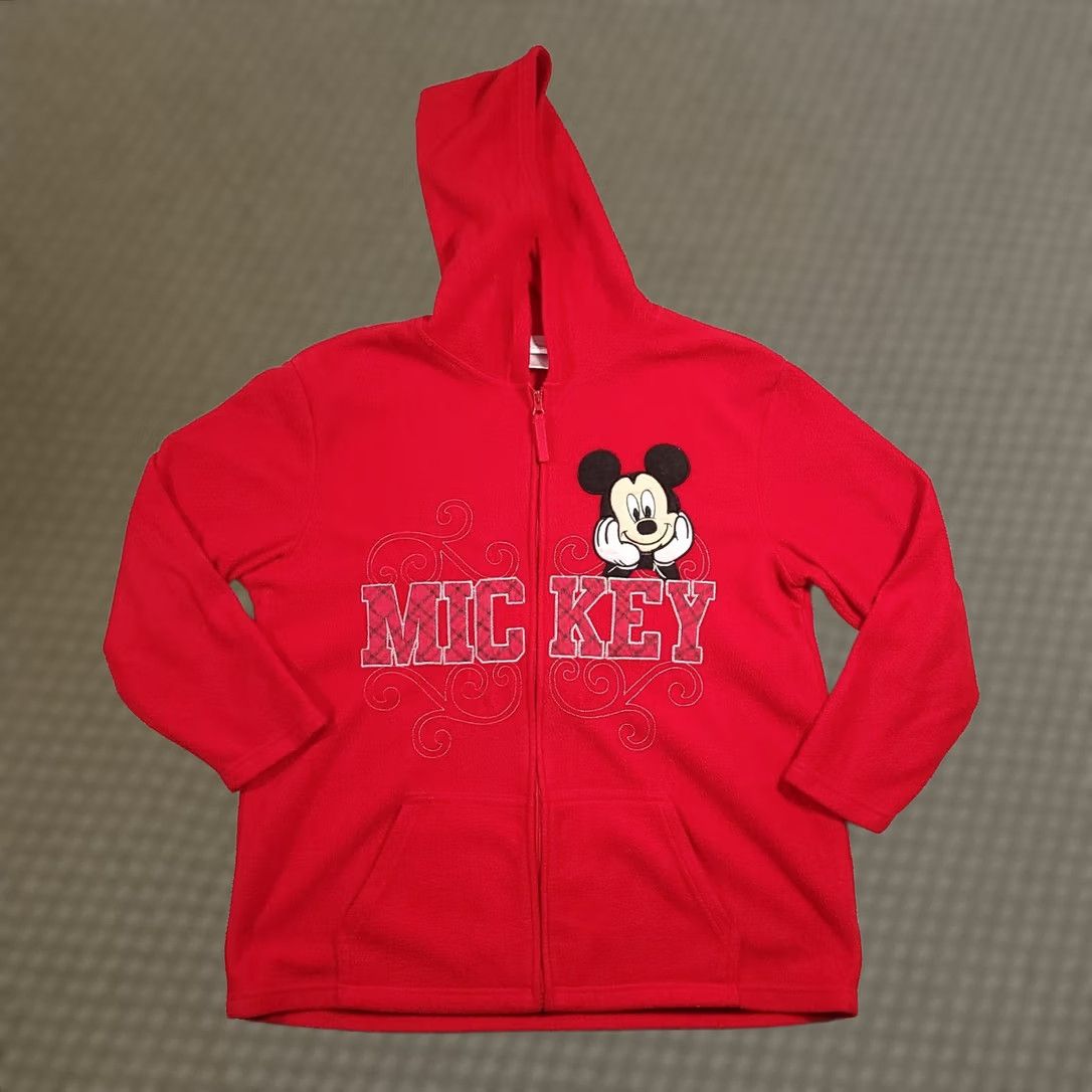 Disney Disney Mickey Mouse Hoodie Womens 1X Full Zip Sweatshirt Jacket Red Embroidered Size XL / US 12-14 / IT 48-50 - 1 Thumbnail