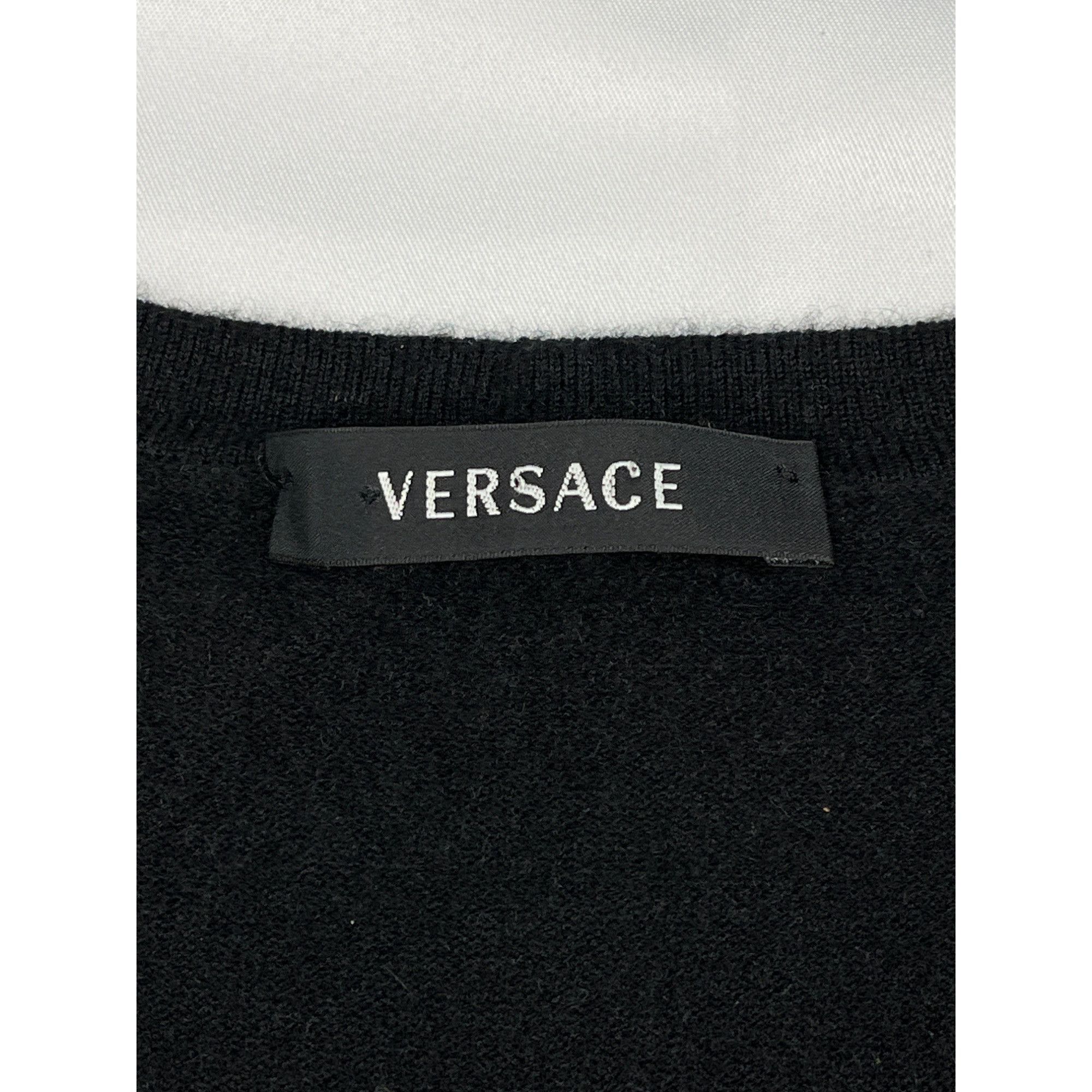 Versace Versace Womens Black V Neck Long Sleeve Sweater Size 42 SKU Size M / US 6-8 / IT 42-44 - 3 Thumbnail
